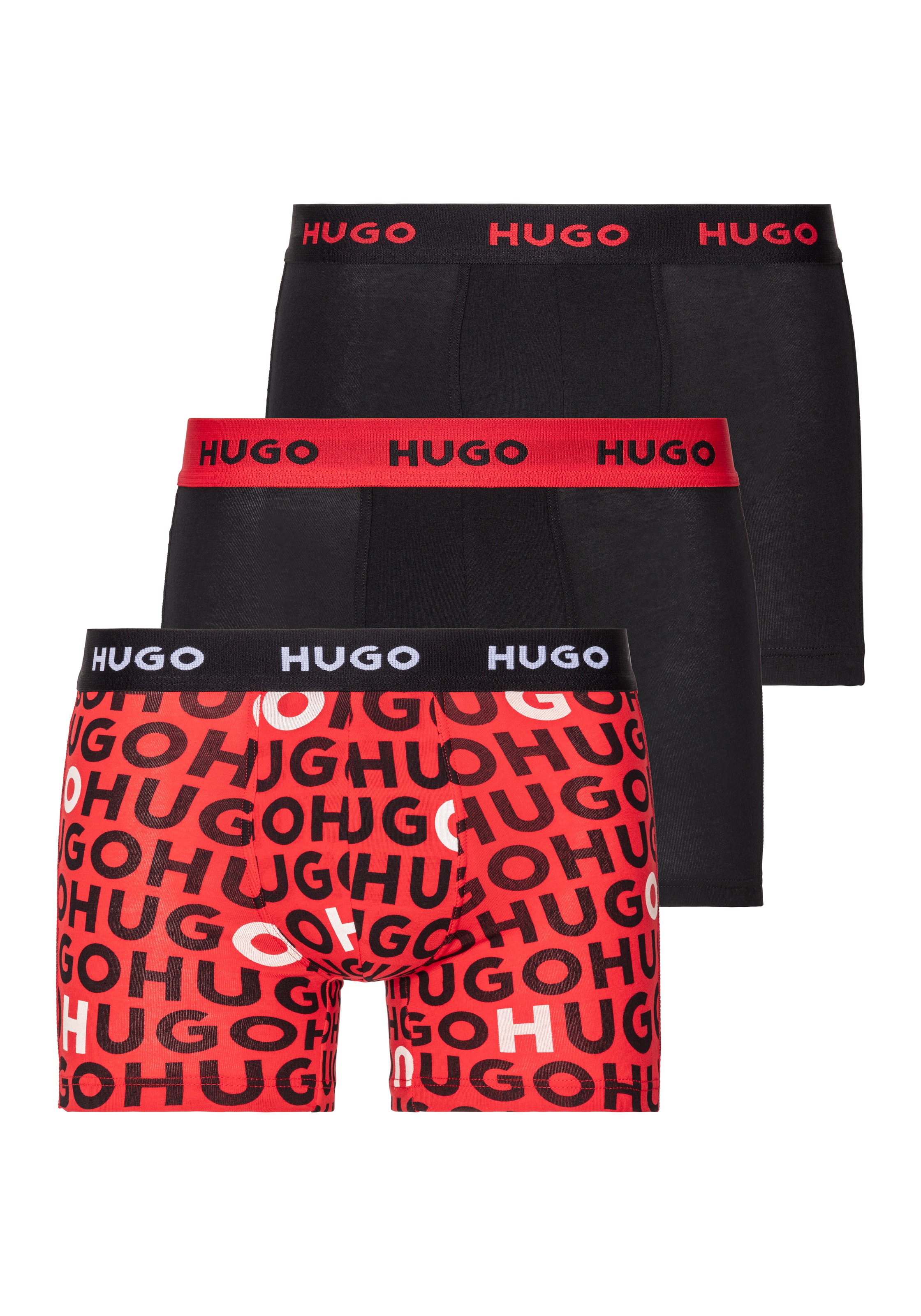 HUGO Underwear Boxershorts »BOXERBR TRPLT DESIGN«, Markenlogo am elastischem Bund