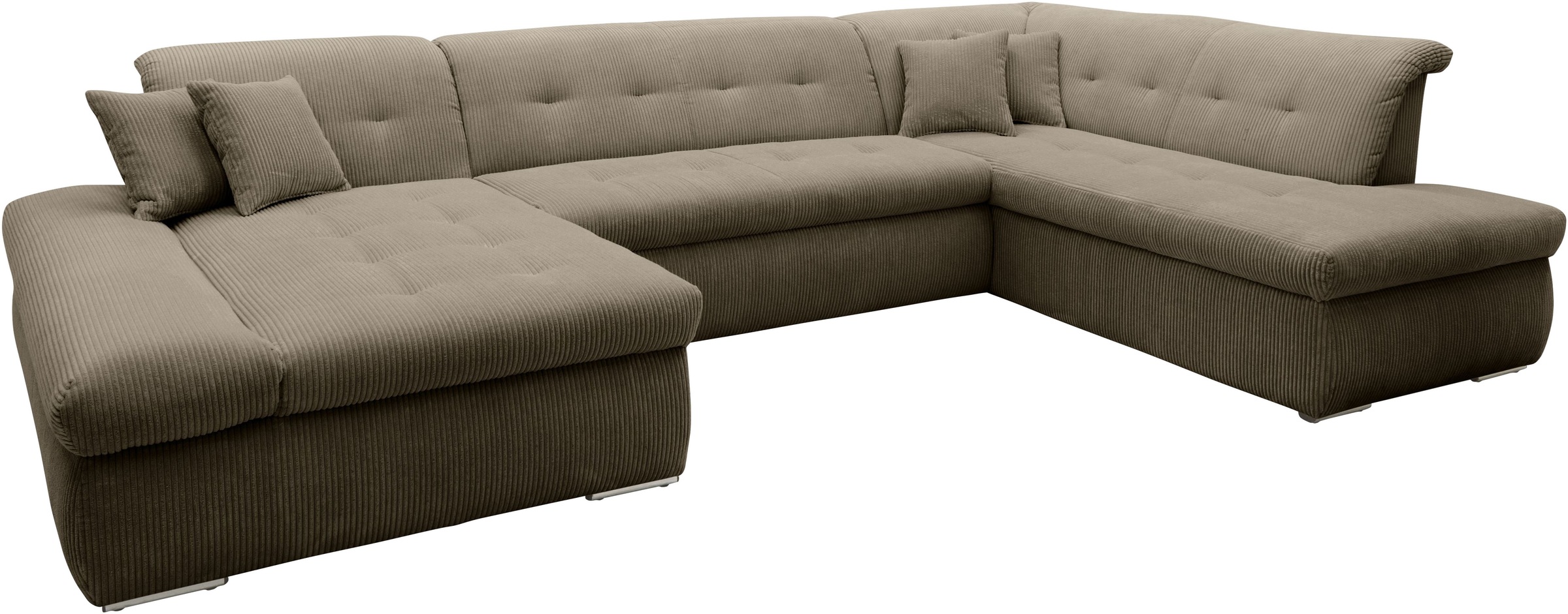 DOMO collection Wohnlandschaft »Moric U-Form auch in Cord«, im XXL-Format, wahlweise mit Bettfunktion und Armlehnenverstellung