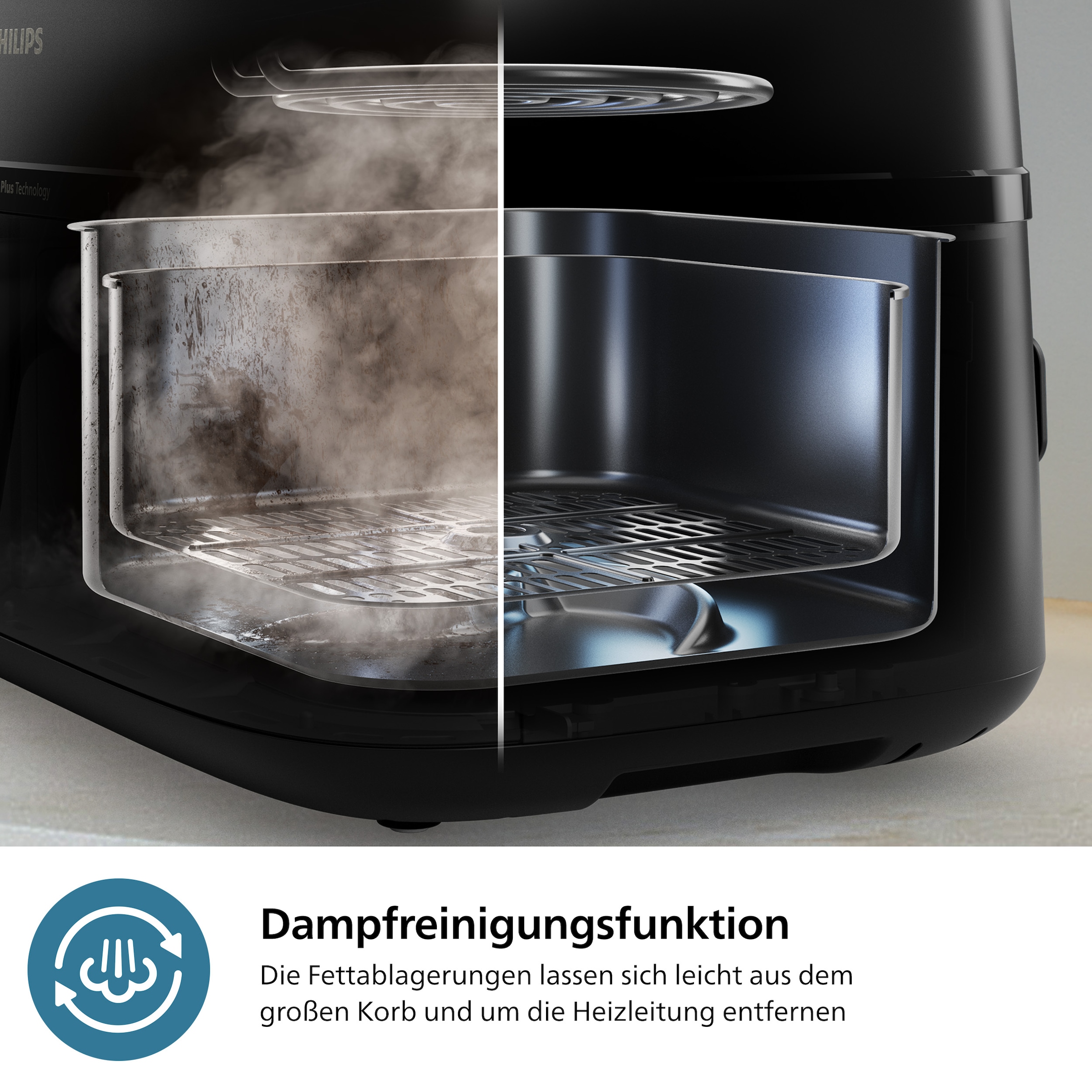 Philips Heißluftfritteuse »NA552/00 Steam Airfryer 5000 Series Dual Basket 9L Kapazität (3L+6L)«, 2750 W, mit Dampfgar-Funktion; Schwarz/Kupfer