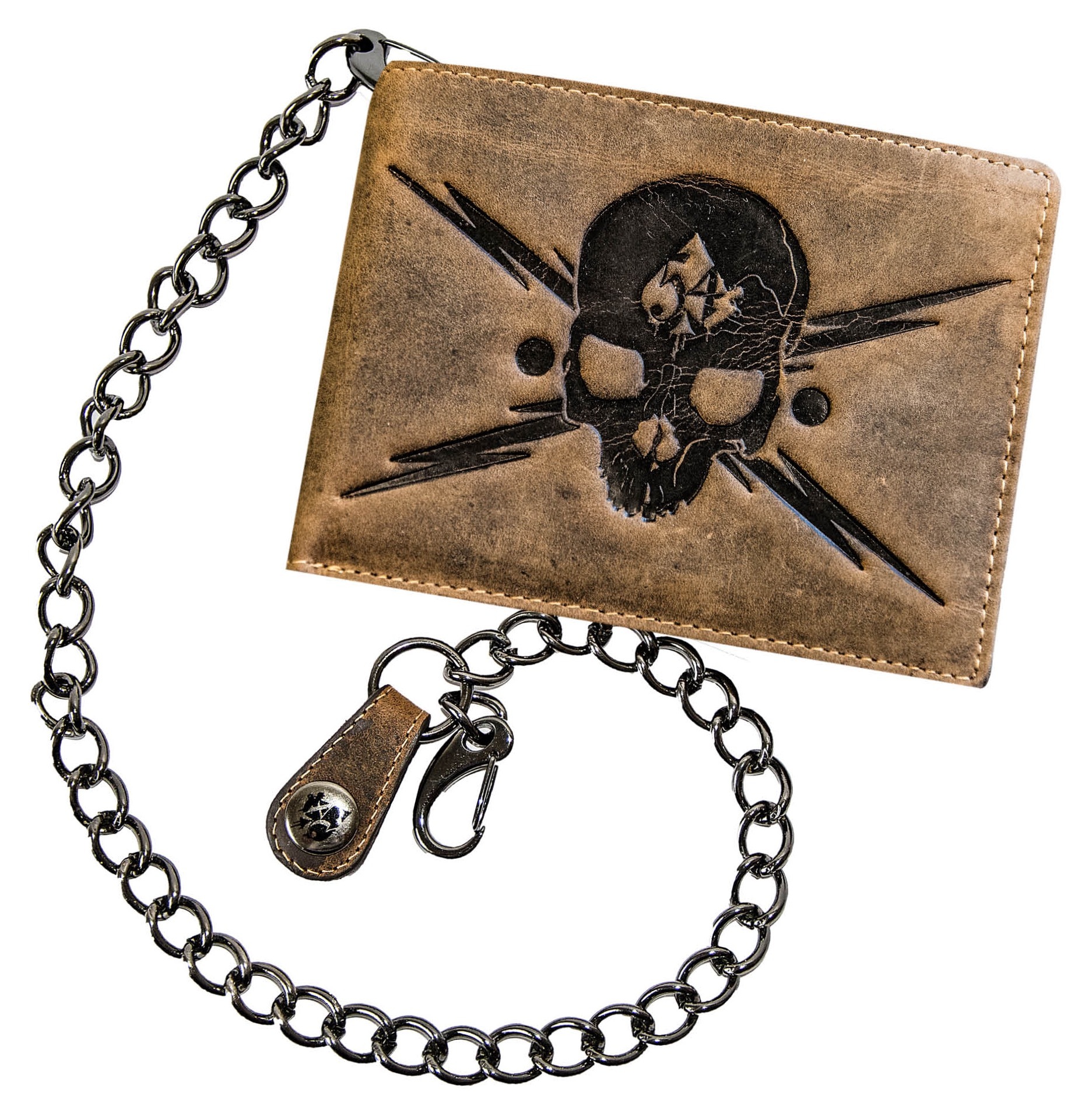 JACK'S INN 54 Geldbörse »ABSINTH«, aus Leder im Biker Style mit Kette und Totenkopf