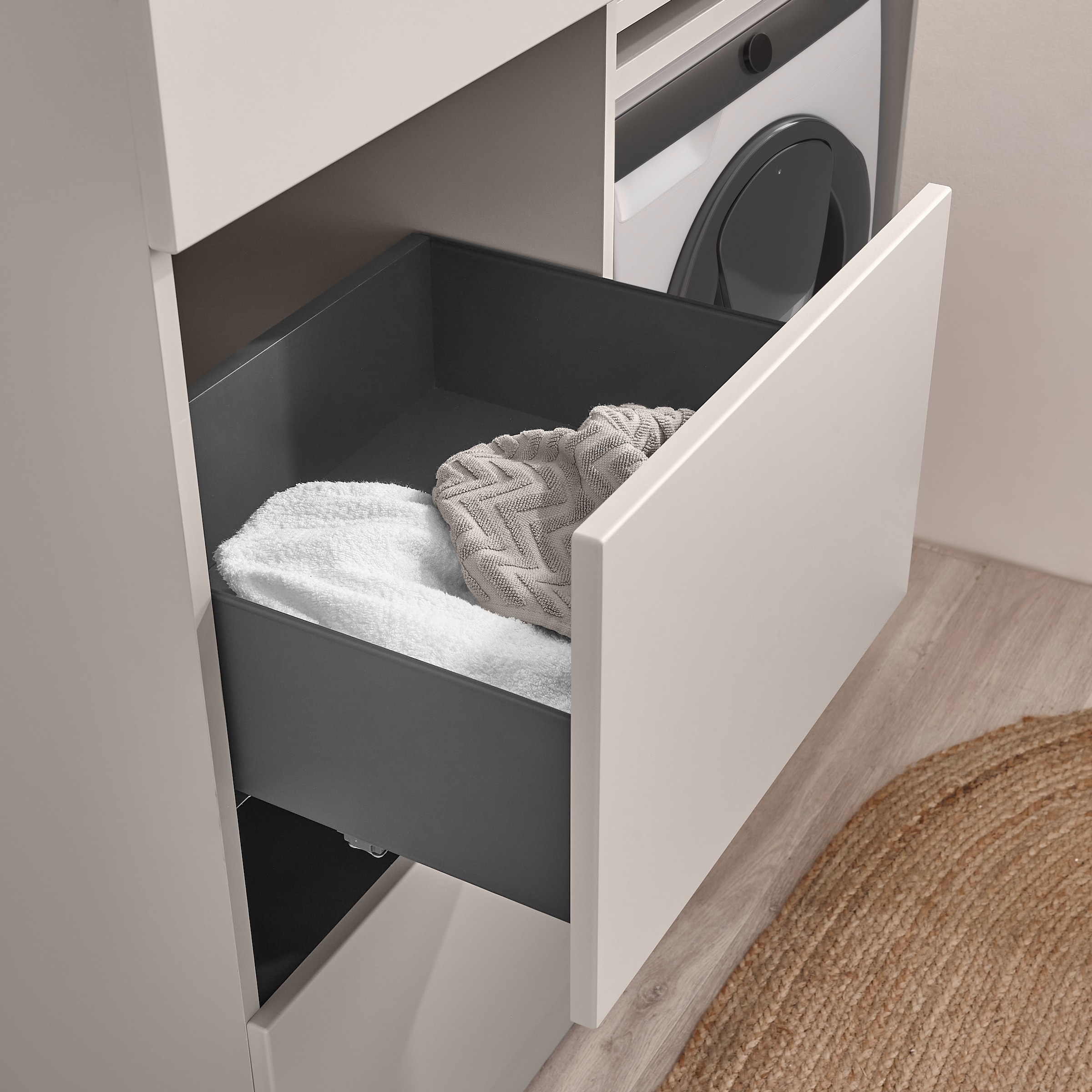 BASIC by Balculina Waschmaschinenumbauschrank »Washhome B/H/T 116x185x68 cm« 1 Stk. tlg. Breite 116cm, Metallschubkästen, Softclose