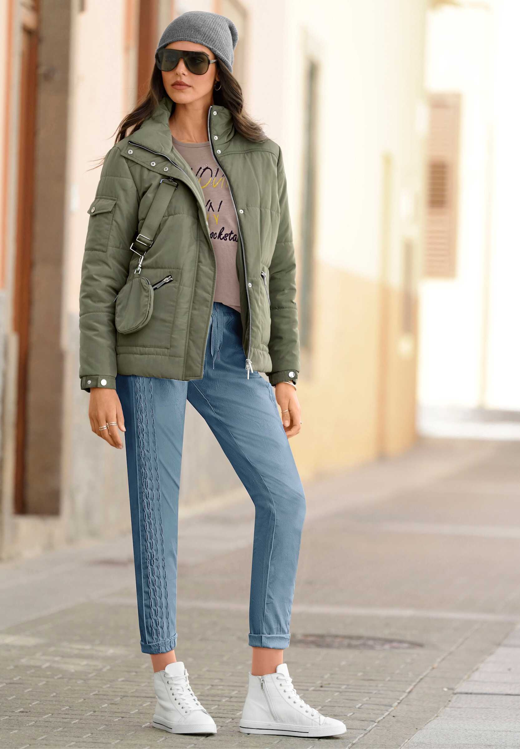 heine Steppjacke »Jacke Steppjacke mit 2-Wege-Zipper« ohne Kapuze