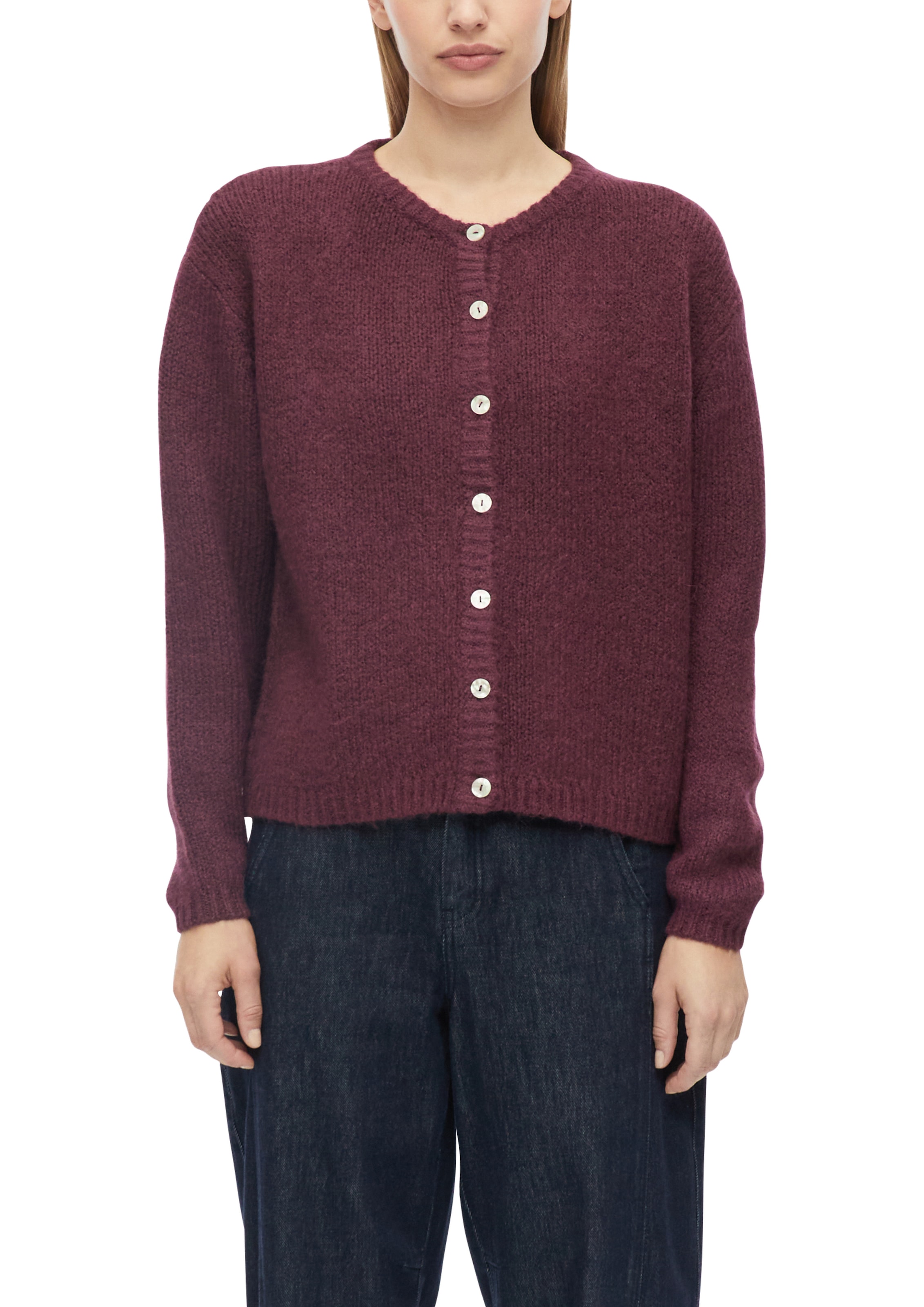 s.Oliver Cardigan Strickjacke mit Knopfleiste und Rundhals / mit Wolle