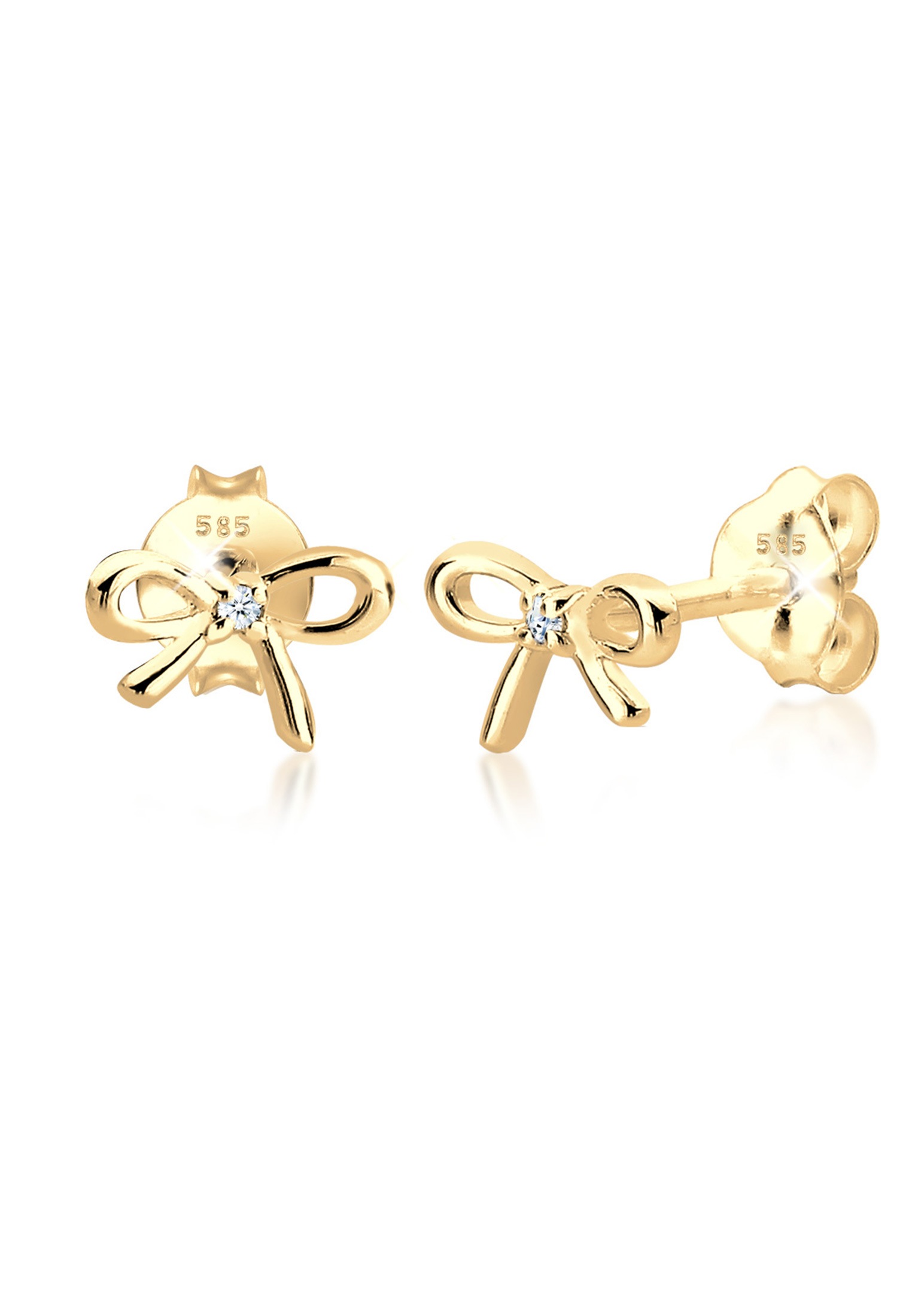 Diamore Paar Ohrstecker »Schleife Klassisch Diamant (0,01ct.) 585 Gelbgold«