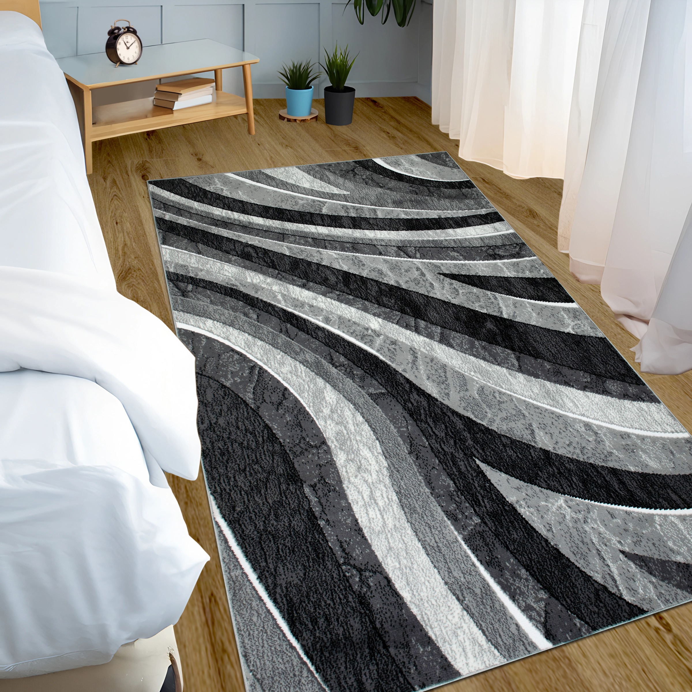 my home Teppich »Livil, modernes Wellen-Design«, rechteckig, 8 mm Höhe, 3D-Effekt, Kurzflor, Wohnzimmer, Esszimmer, Schlafzimmer