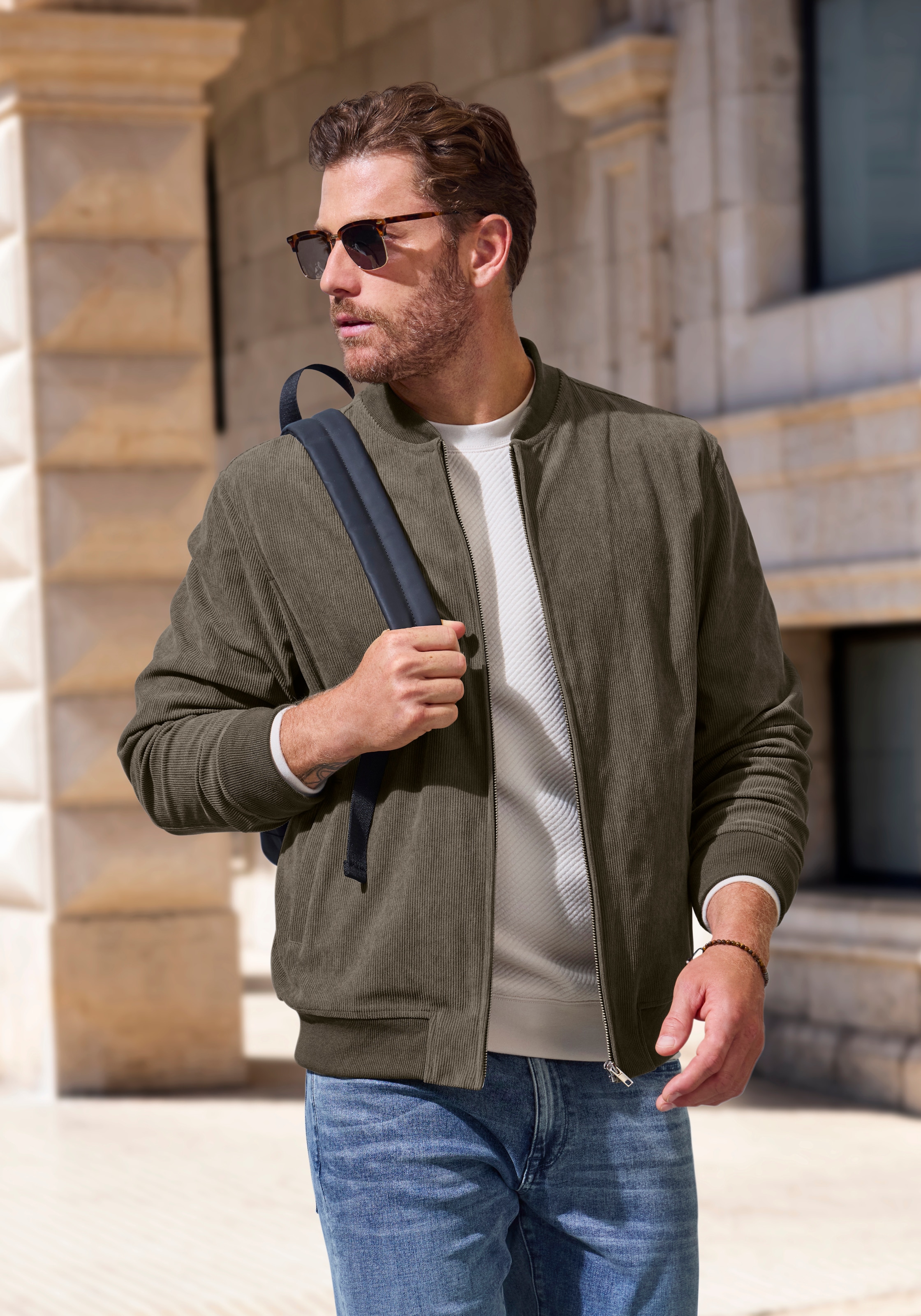 H.I.S Cordjacke »- Blouson mit Reißverschluss« , Pilotenjacke / Übergangsjacke aus Cord, regular fit