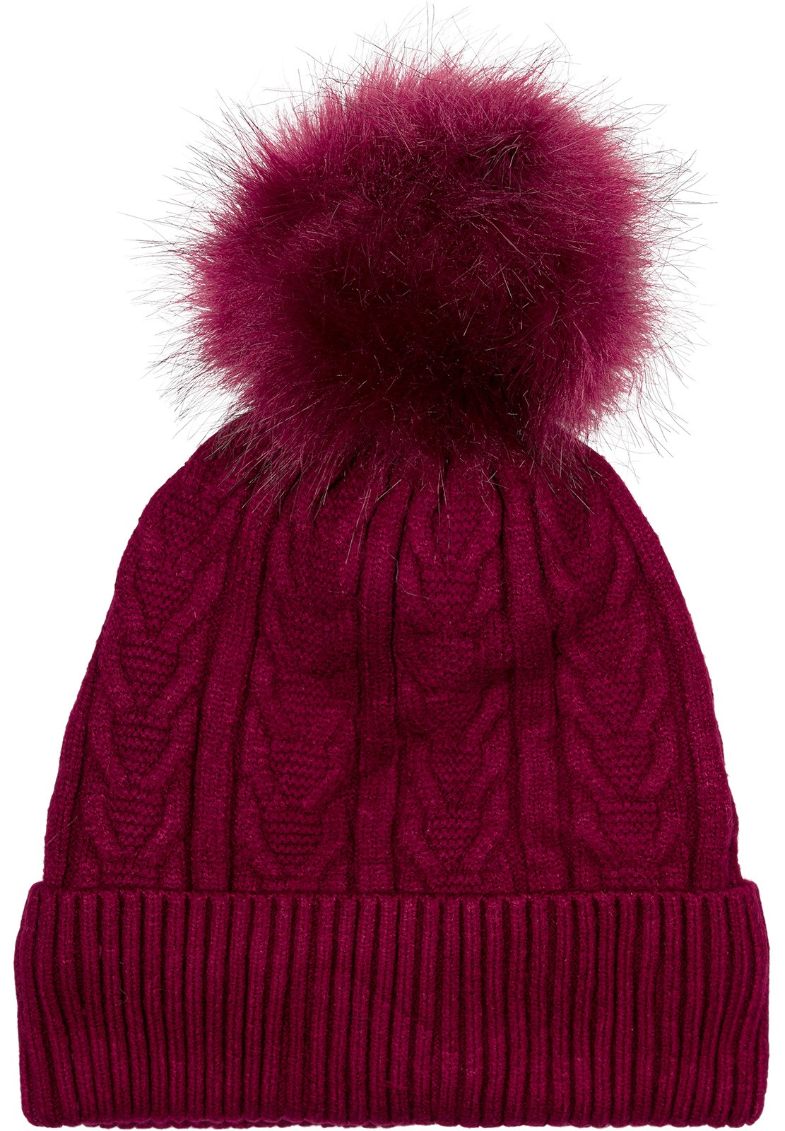styleBREAKER Bommelmütze »Feinstrick Bommelmütze mit Zopfmuster« 1 Stk.