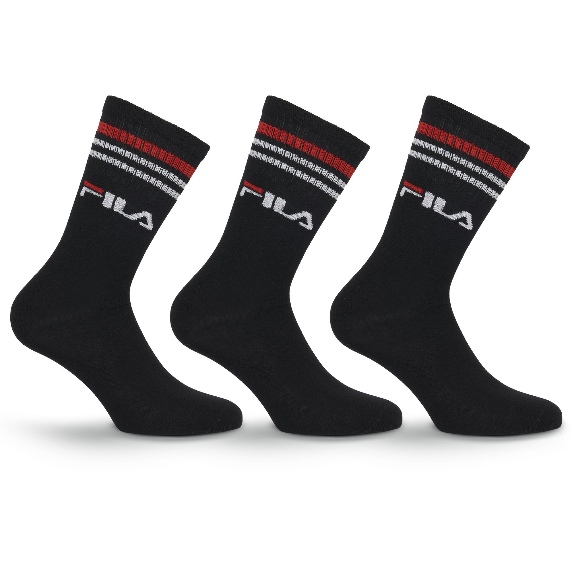 Fila Socken 3 Paar,  breites Rippenbündchen, Logoschriftzug, Cotton-Mix