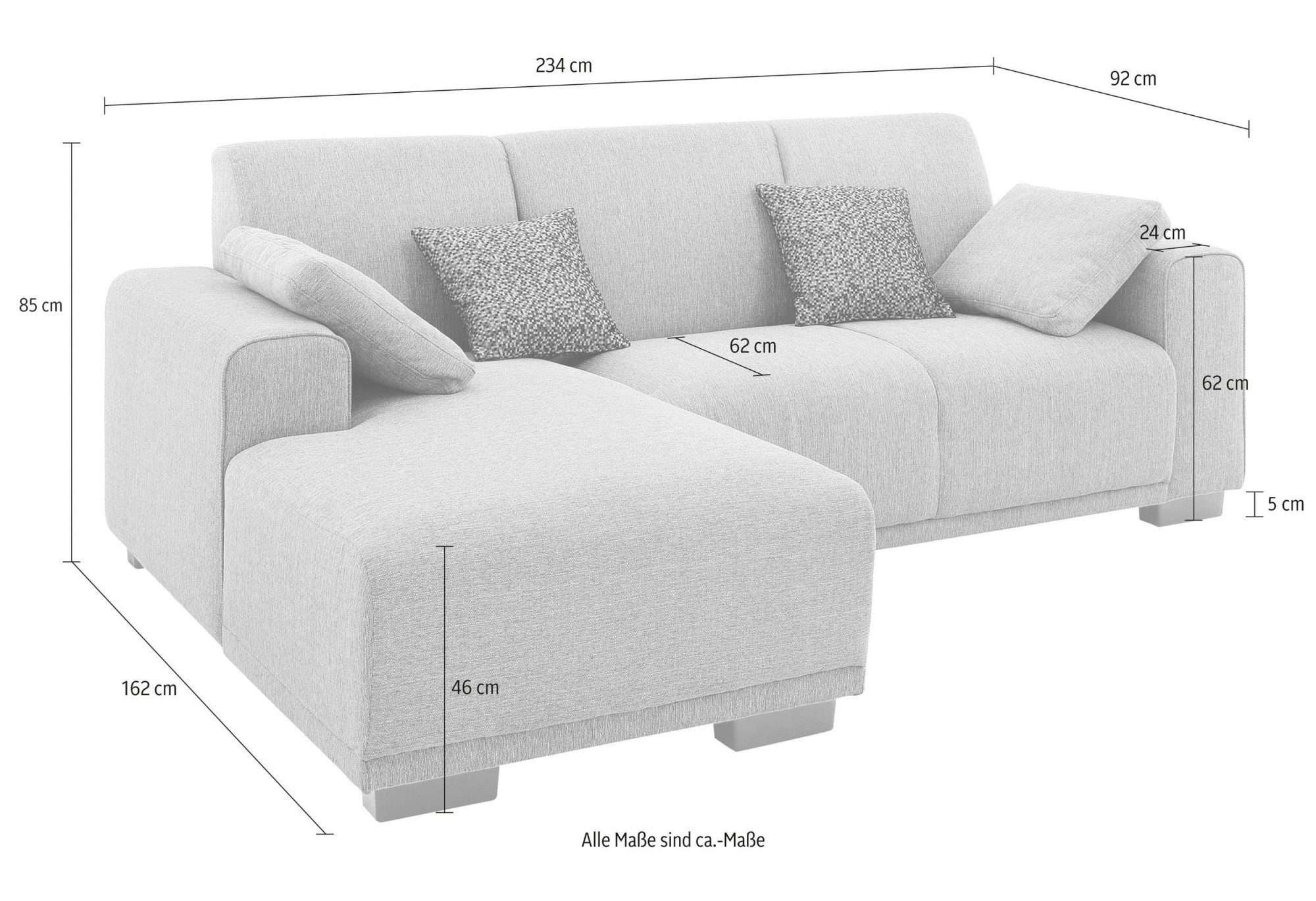 Home affaire Ecksofa »BORNHOLM L-Form, B: 234 cm - OTTO. Verlässliche Qualität.« Recamiere links oder rechts bestellbar, Wellenfederung, inkl. 2 Kissen