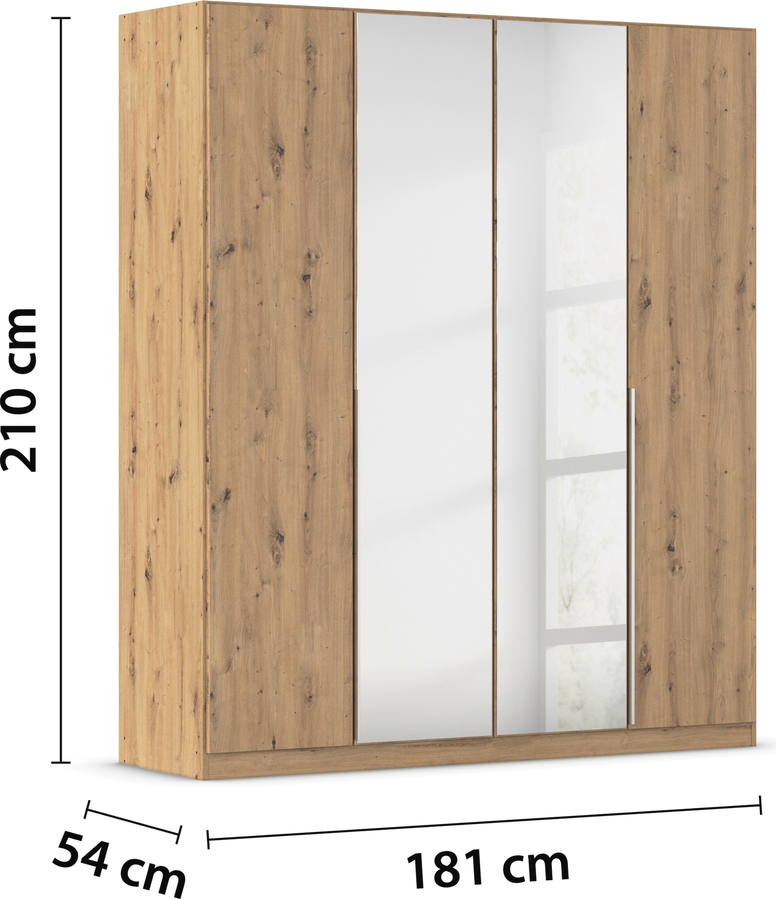 rauch Drehtürenschrank »Kleiderschrank Schrank Garderobe AGORDO mit Dekor- oder Hochglanzfront«, (in zwei Griff-Farben), durchdachte Innenausstattung, in 6 Breiten und 2 Höhen MADE IN GERMANY