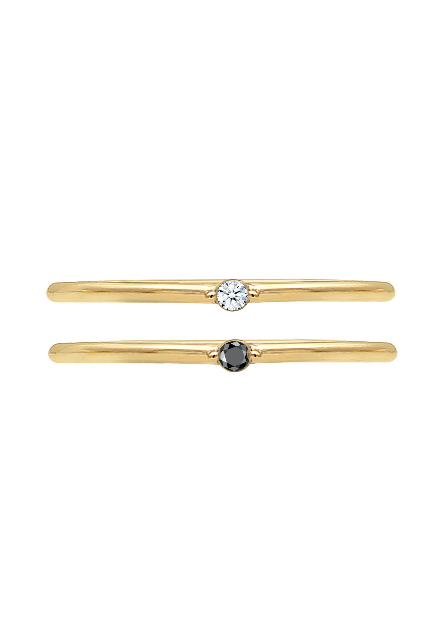 Elli DIAMONDS Trauring »Ring Solitär Schwarz Weiss Diamant (0.03 ct) 375 Gelbgold«