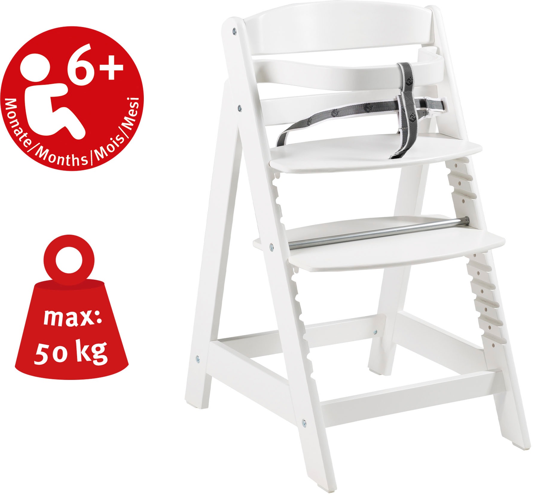 roba® Hochstuhl »Treppenhochstuhl Sit Up Click, weiß«, aus Holz
