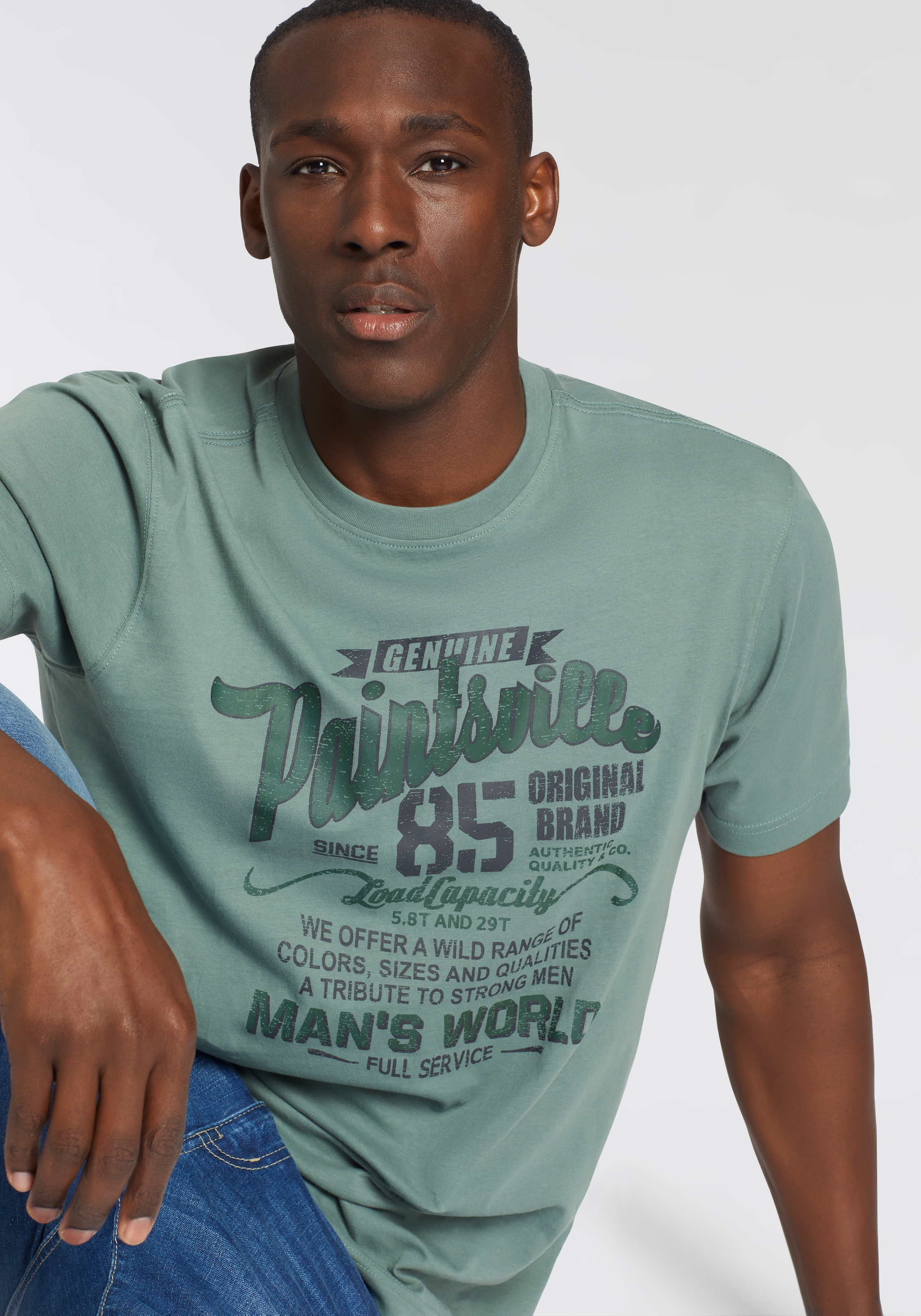 Man's World T-Shirt, Kurzarm, mit stylischem Print, Rundhalsausschnitt, aus Baumwolle