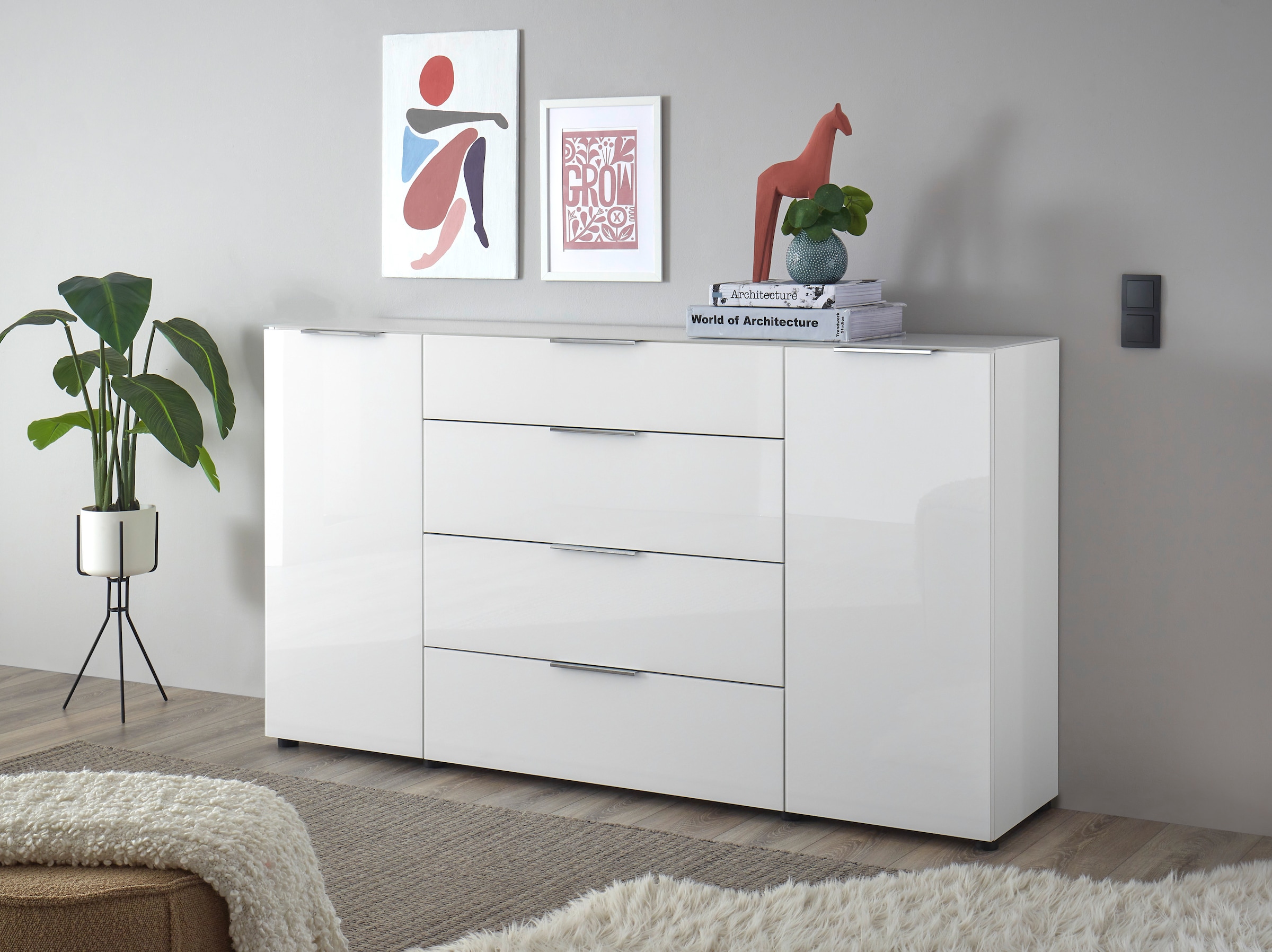 HBZ Kommode »Santorin, BxHxT 180x99x40 cm«, (1 St.), Breite 180cm, Softclose für Türen und Schubkästen, Melaminbeschichtung