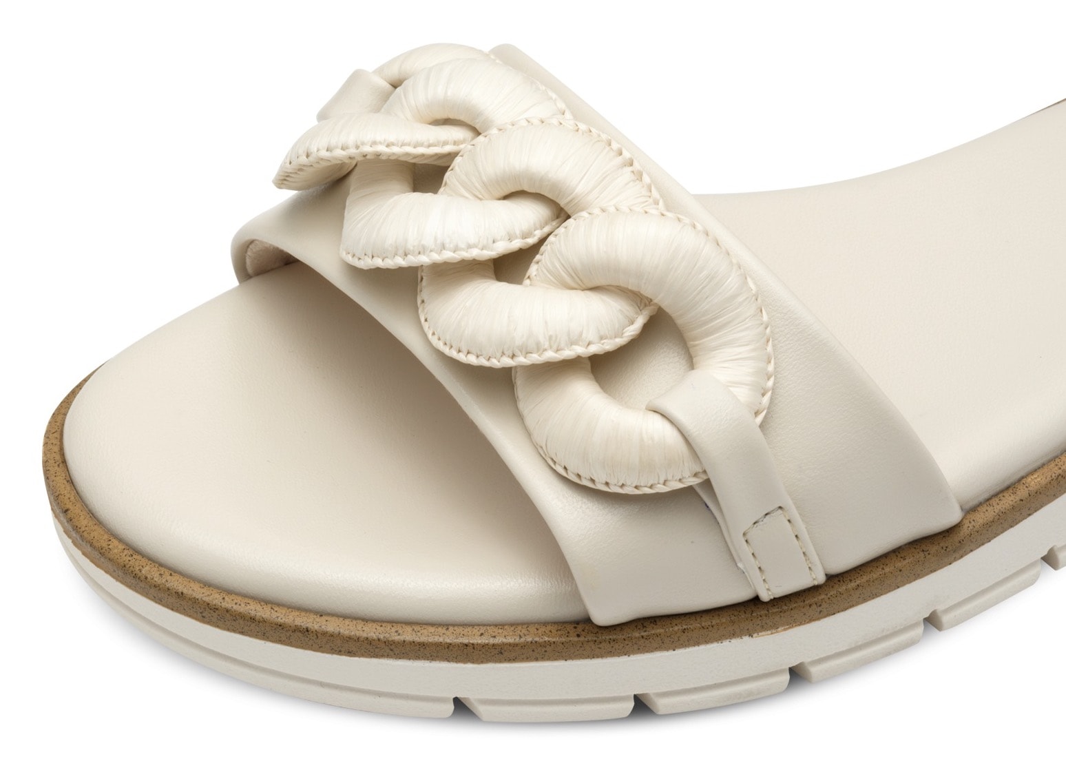MARCO TOZZI Riemchensandale, Keilabsatz, Sommerschuh, Sandalette, mit Zierkette Ton in Ton