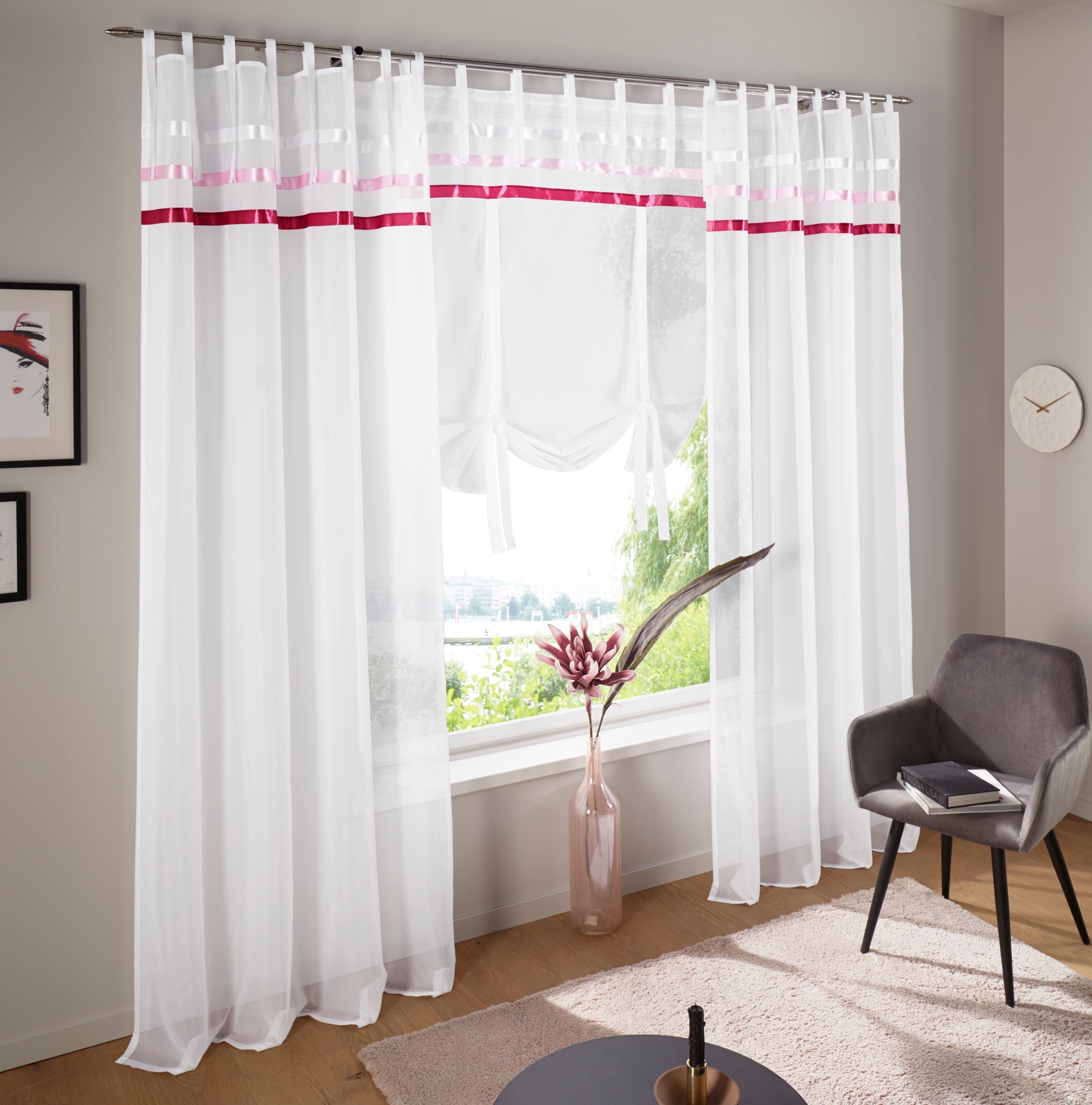 my home Bindegardine »EBY«, (1 St.), Transparent, Satin, Polyester