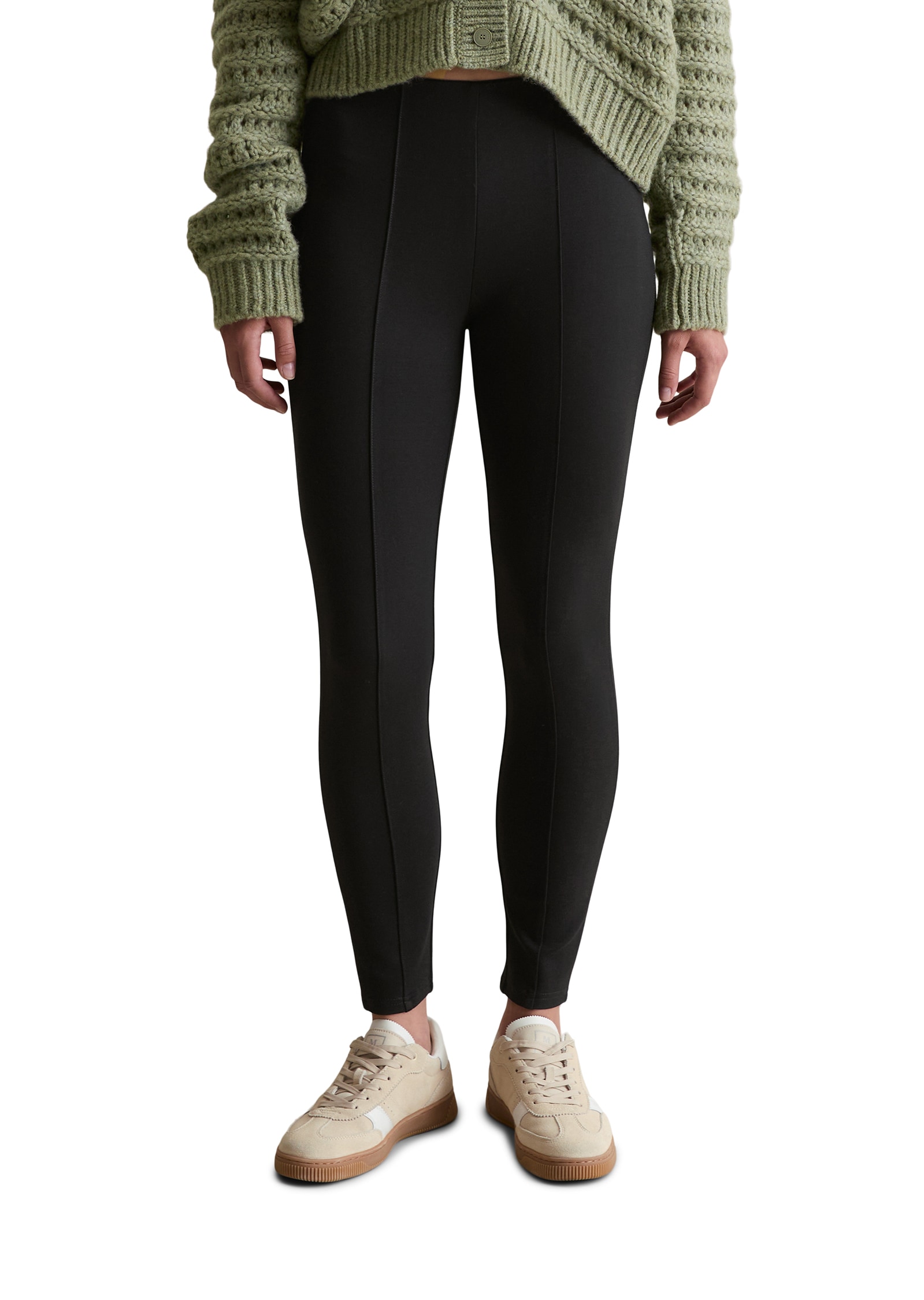 Marc O'polo Denim Damen Jerseyhose slim fit aus kompaktem Interlock, Naht in Bügelfalten-Optik, Größe L