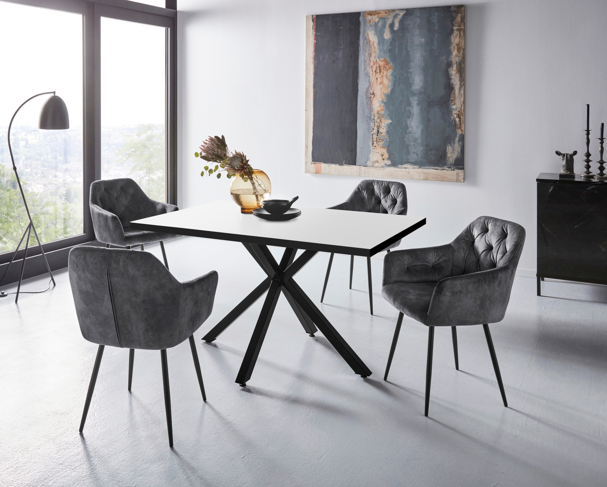 HELA Essgruppe »CLEO Tischgruppe Bestseller«, (Set, 5 tlg., 1 Tisch / 4 Stühle), Schalenstühle Tisch Wohnzimmer Esszimmer