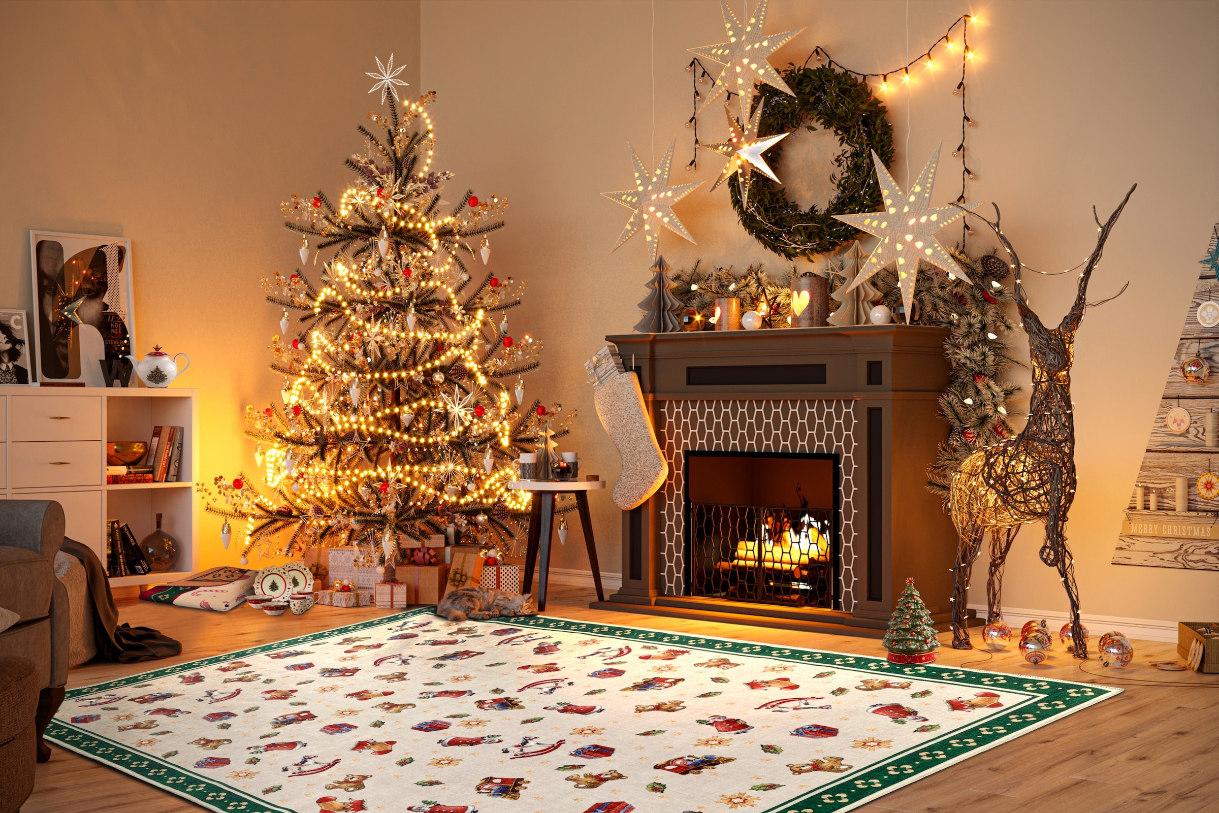 Villeroy & Boch Teppich »Nostalgic Toy's Delight, eckig, rund und Läufer«, rechteckig, 3 mm Höhe, Weihnachten, Wohnzimmer, Flur, Geschenk, Toys Delight, Dekoration