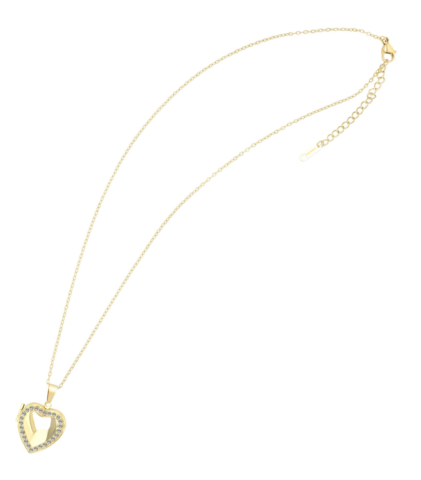Adelia´s Gliederkette »Damen Halskette ¿ Medaillon aus Edelstahl mit Strass Steinchen 45+5«
