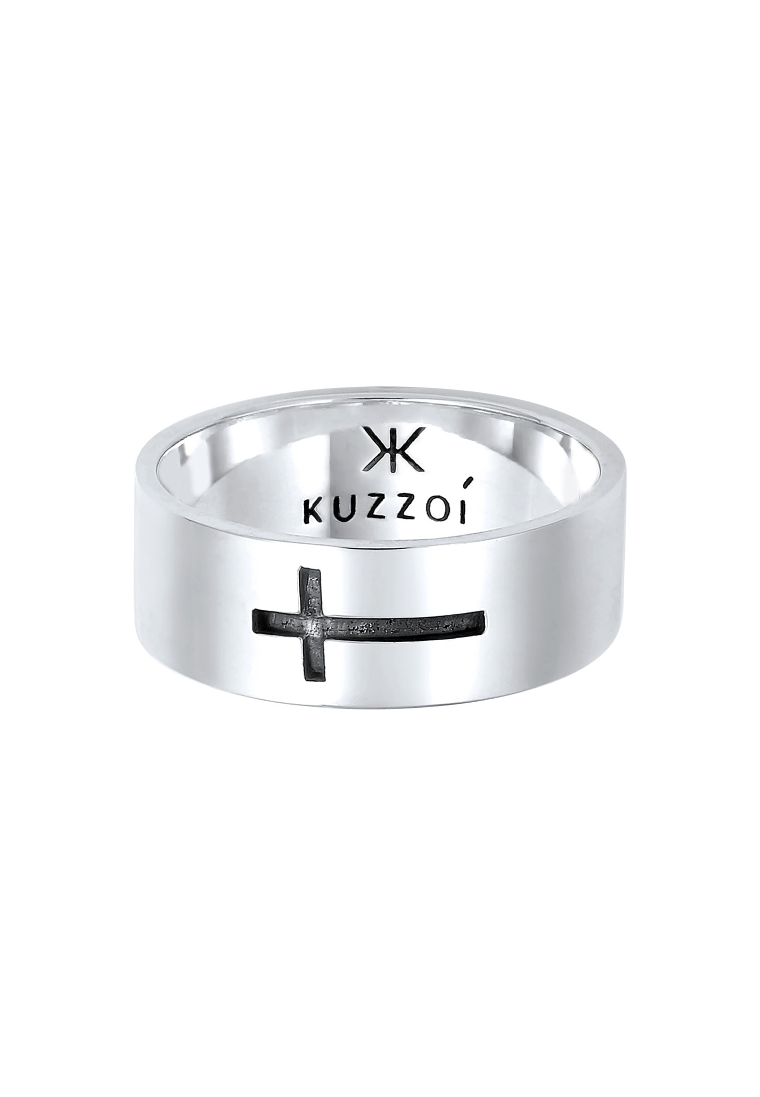 Kuzzoi Fingerring »Ring Herren Bandring Glanz Kreuz Glaube 925 Silber«