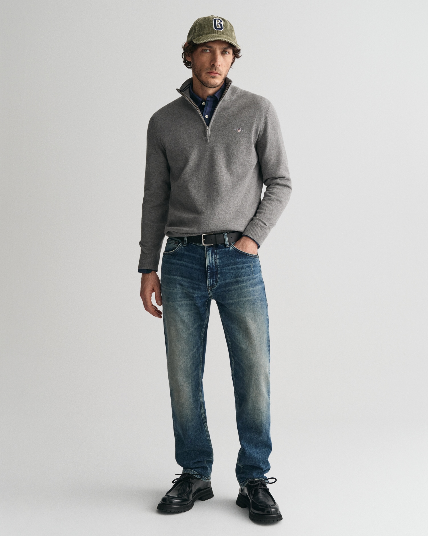 Gant Troyer »CLASSIC COTTON HALF ZIP«, mit gerippten Details