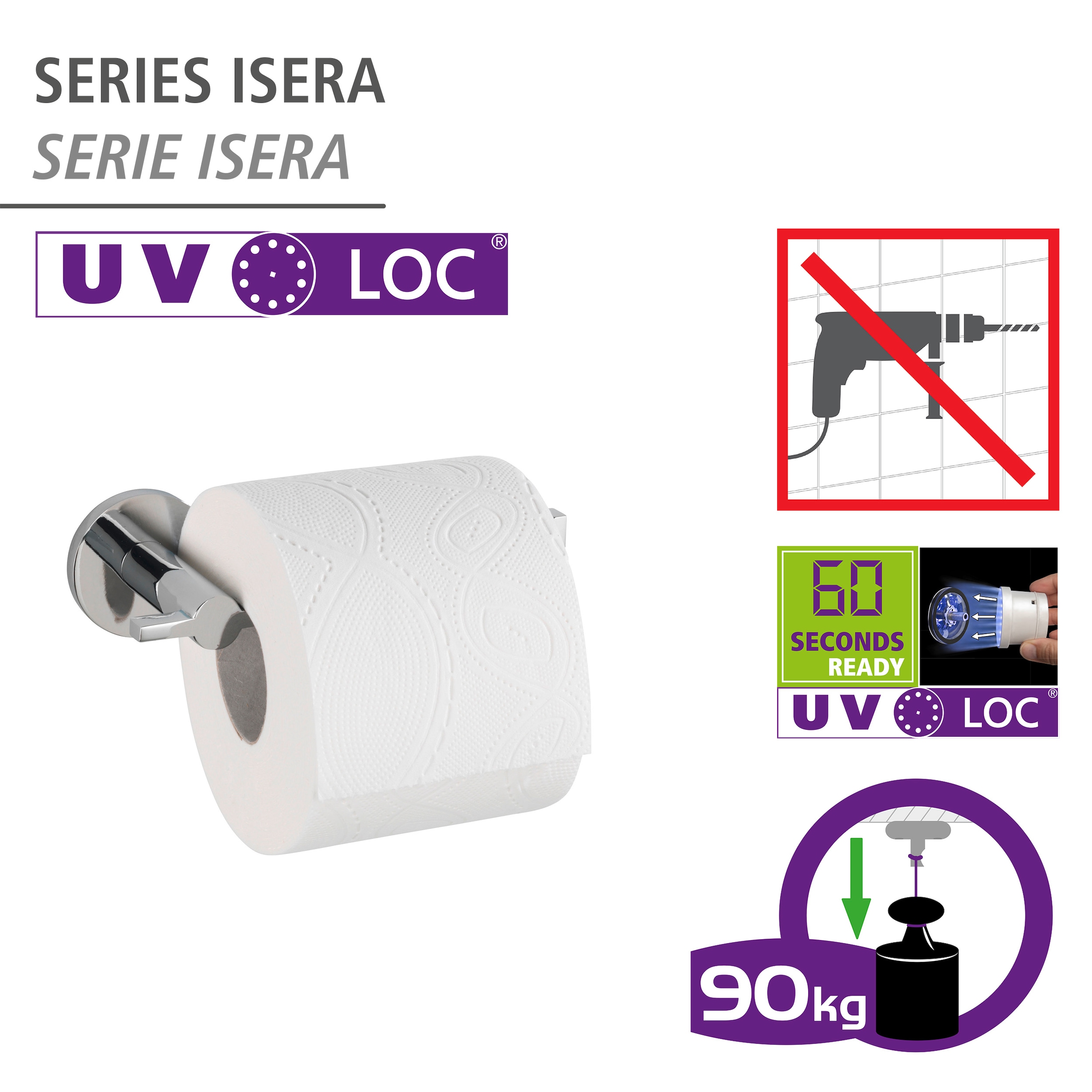 WENKO Toilettenpapierhalter »UV-Loc® Isera«, Befestigen ohne Bohren