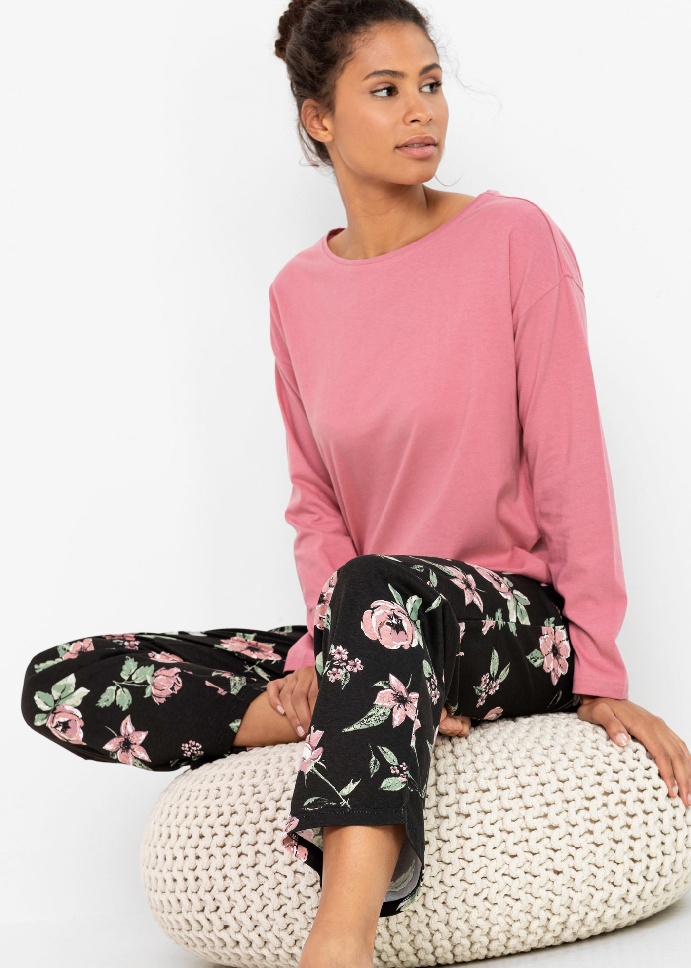 bonprix Pyjama Set, 2 bequeme Passform, aus Baumwolle