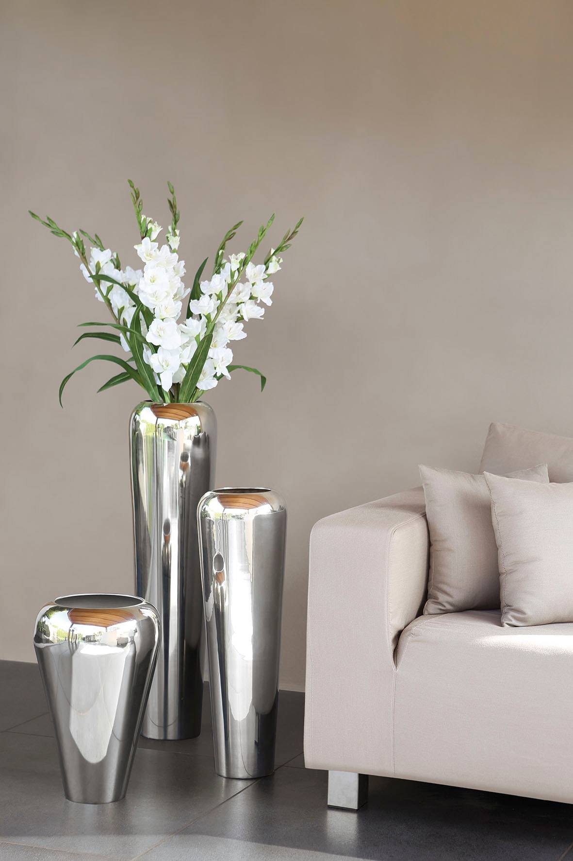 Fink Dekovase »TUTZI« Vase aus Metall, vernickelt, Bodenvase