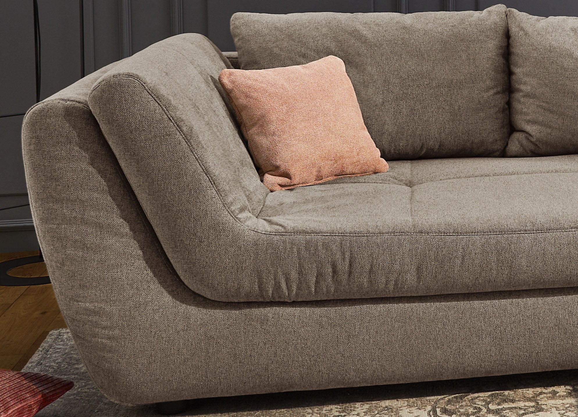 Jockenhöfer Gruppe Ecksofa »Rascasse, L-Form, Rampenotik im modernen Design«, alle Kissen inklusive, rechts oder links montierbar, XXL-Breite: 322cm