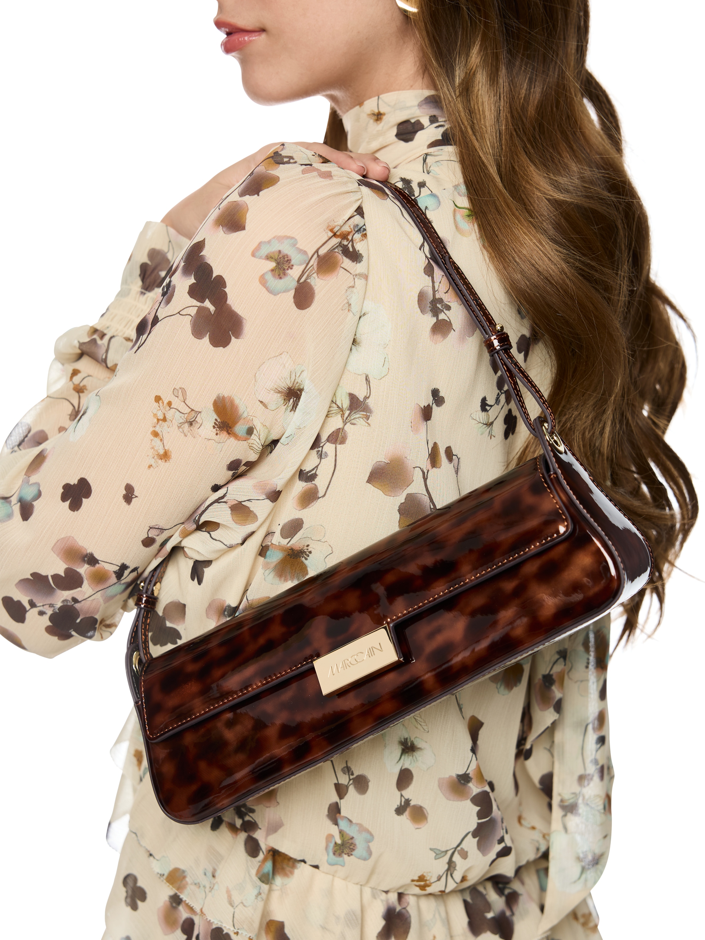 Marc Cain Schultertasche Damen Abendtasche, Handtasche mit Logoschriftzug