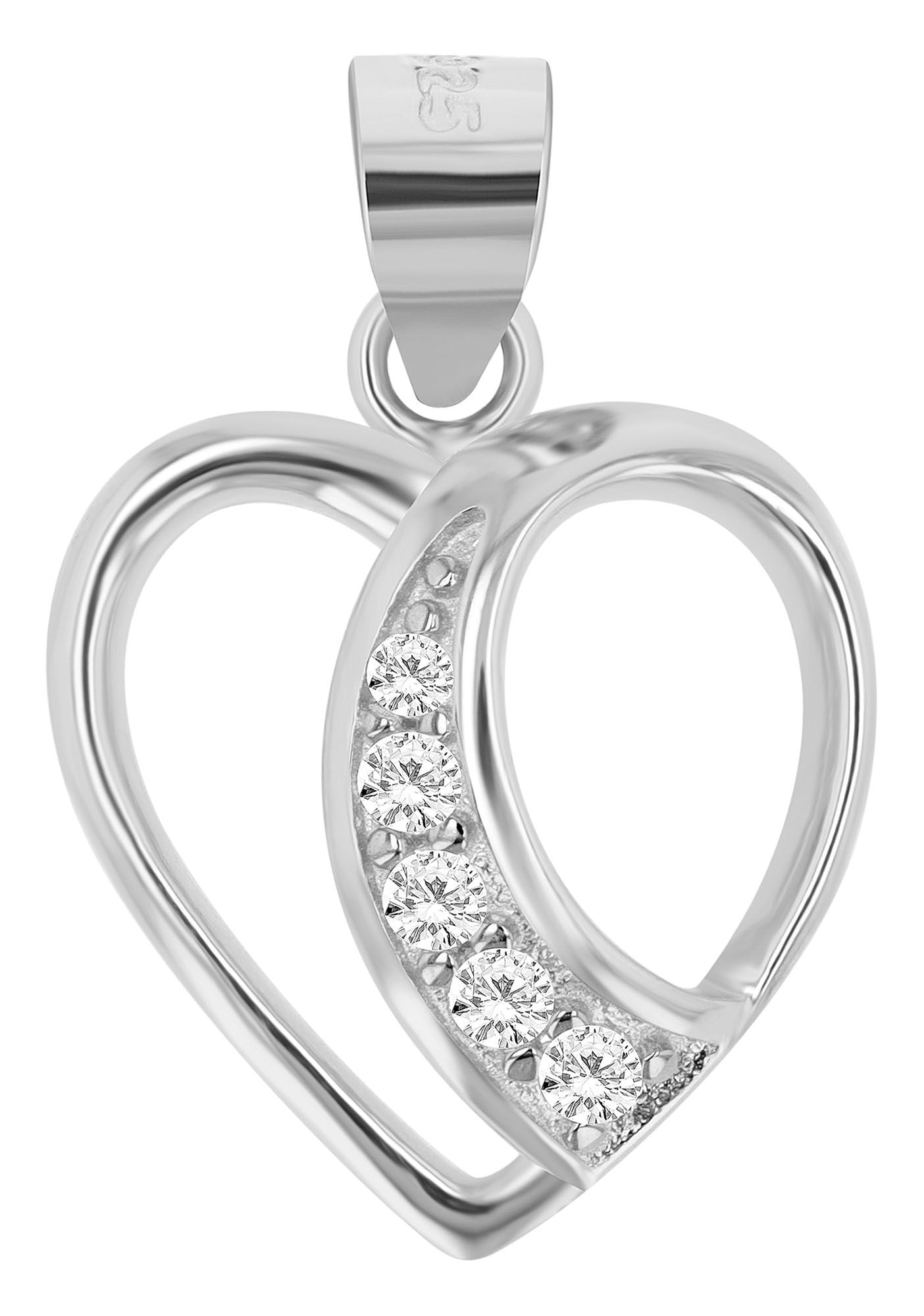 Adelia´s Herzanhänger »Damen Anhänger ¿ Herz Herzanhänger aus 925 Silber mit Zirkonia«