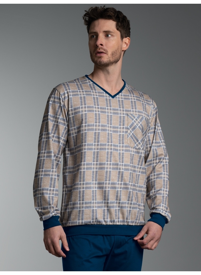 Trigema Schlafanzug »TRIGEMA Pyjama Langarmshirt mit Karo-Muster« 1