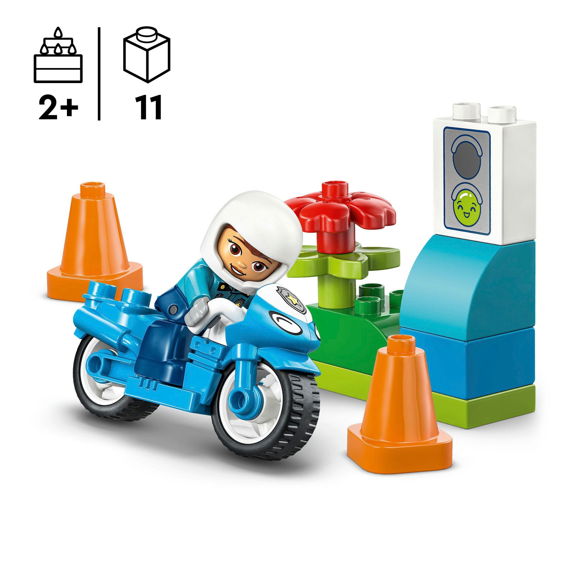 LEGO® Konstruktionsspielsteine »Blaues Polizeimotorrad (10471), LEGO DUPLO Town«