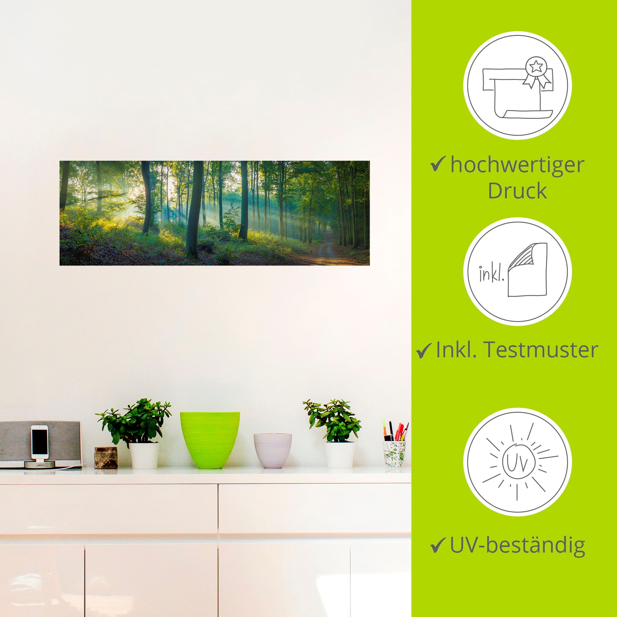 Artland Wandbild »Wald Panorama«, Waldbilder, (1 St.), als Alubild, Outdoorbild, Leinwandbild, Poster, Wandaufkleber