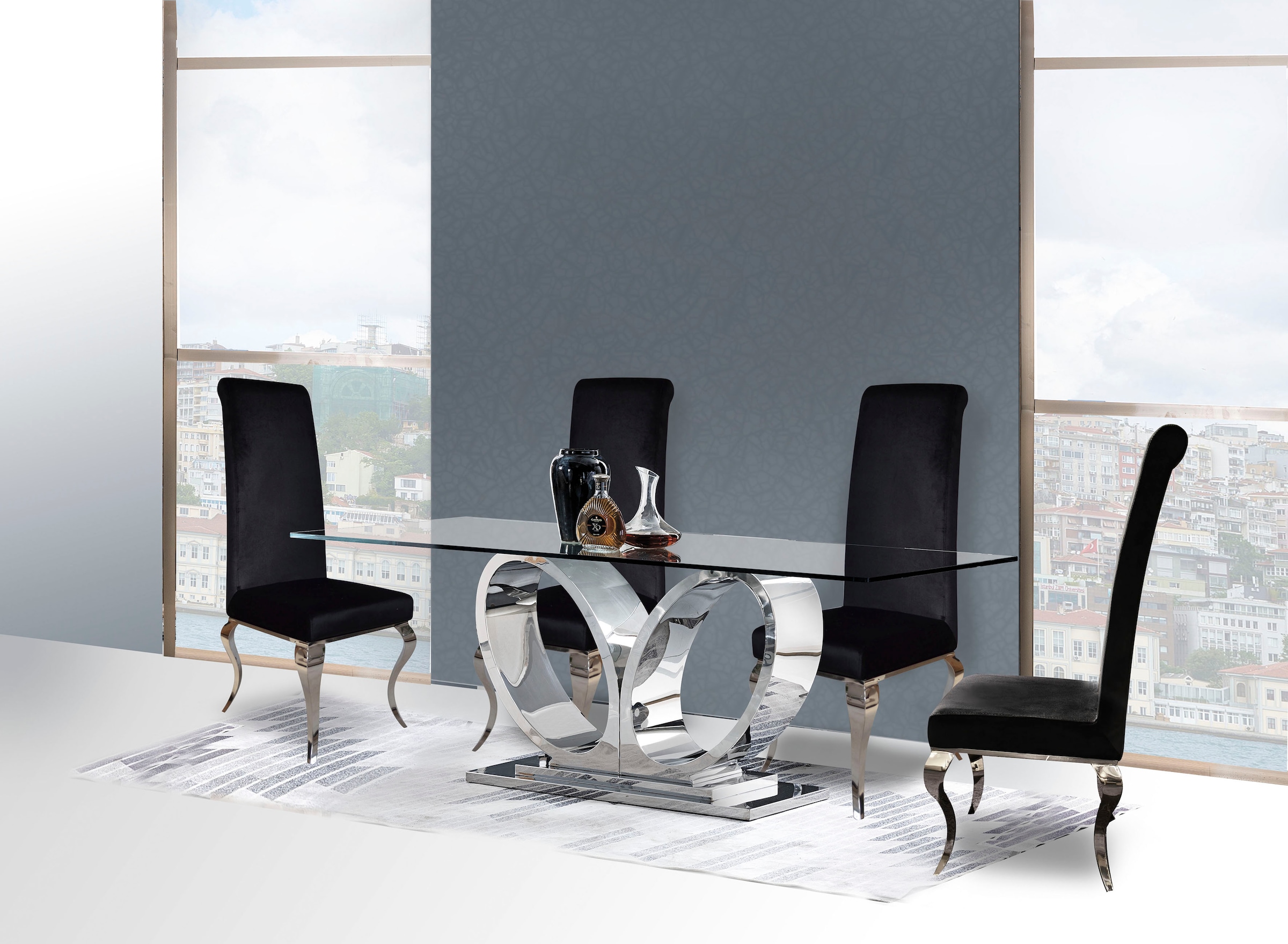 Leonique Esstisch »Aspen«, Esstisch, Glasplatte, Chrom, 200x100x76 cm, modern, pflegeleicht