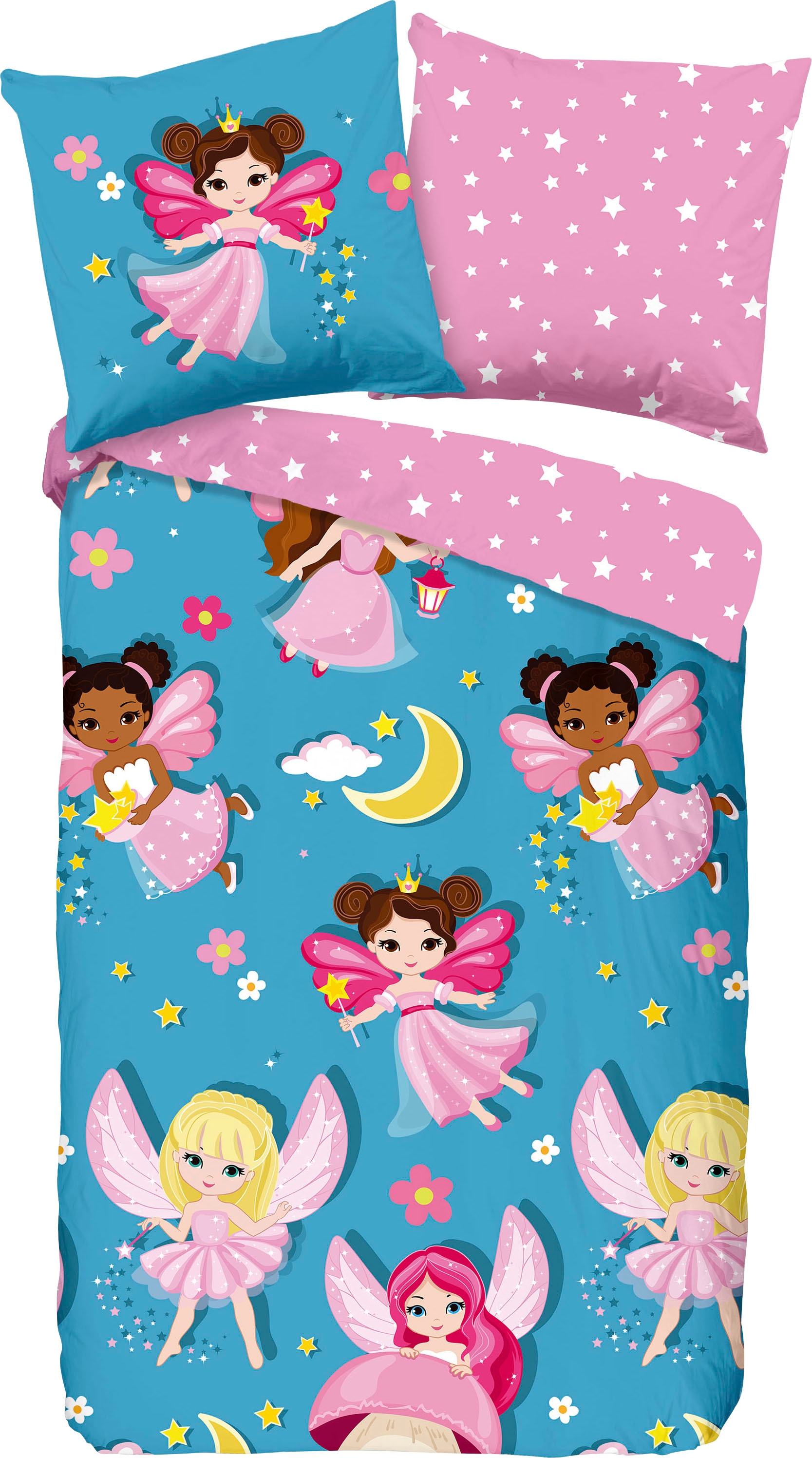 good morning Kinderbettwäsche »Fee«, Baumwolle, 135x200, Reißverschluss, Wendeoptik, Kind, Mädchen, Märchen