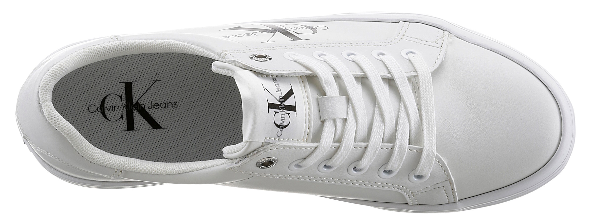 Calvin Klein Jeans Plateausneaker »VULC FLATFORM LACEUP LOW LTH«, weicher Schaftrandpolsterung, Freizeitschuh, Halbschuh, Schnürschuh
