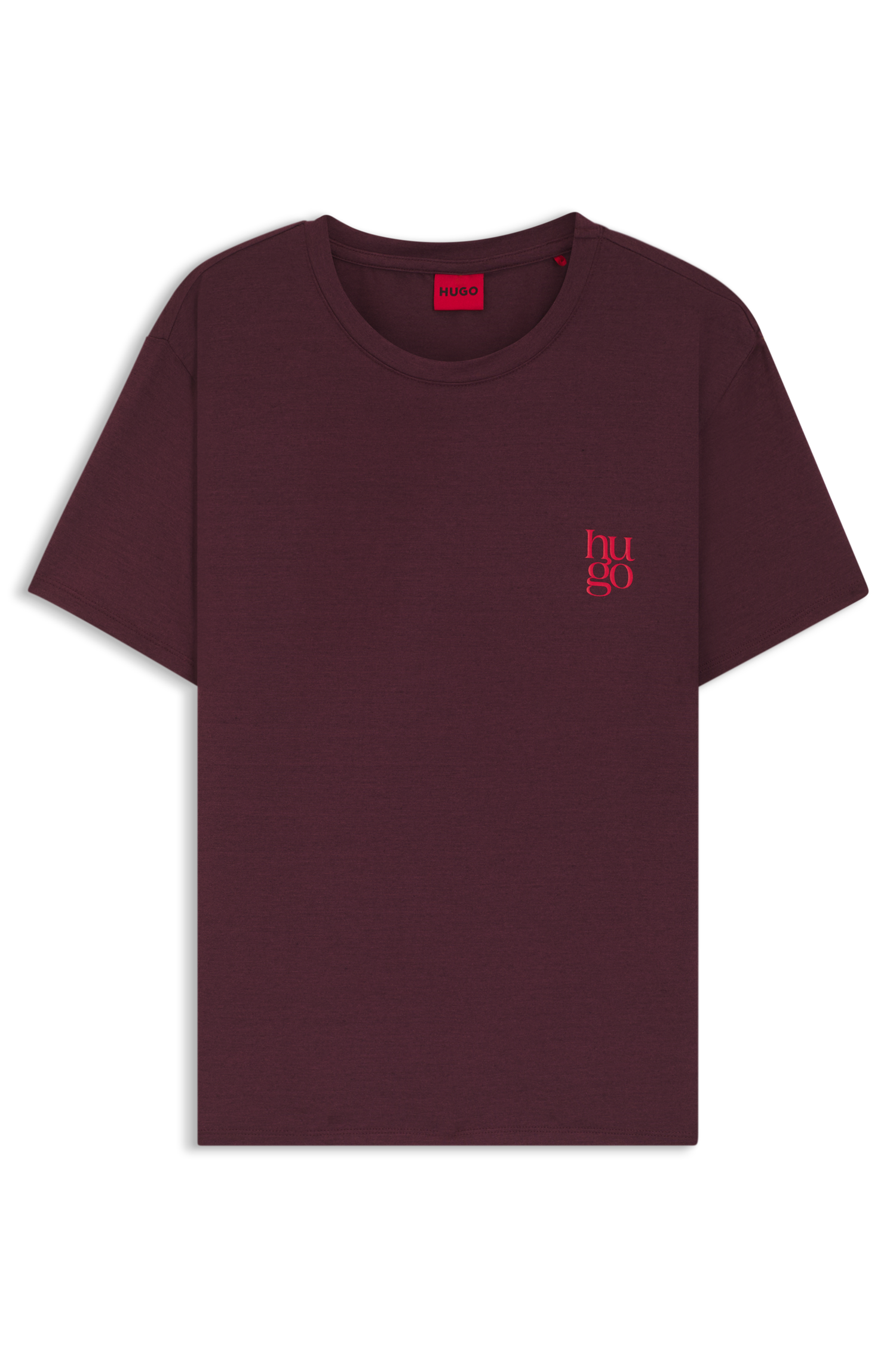 HUGO Underwear Pyjamaoberteil aus Stretch-Jersey mit Logo-Artwork, Rundhals, regular fit