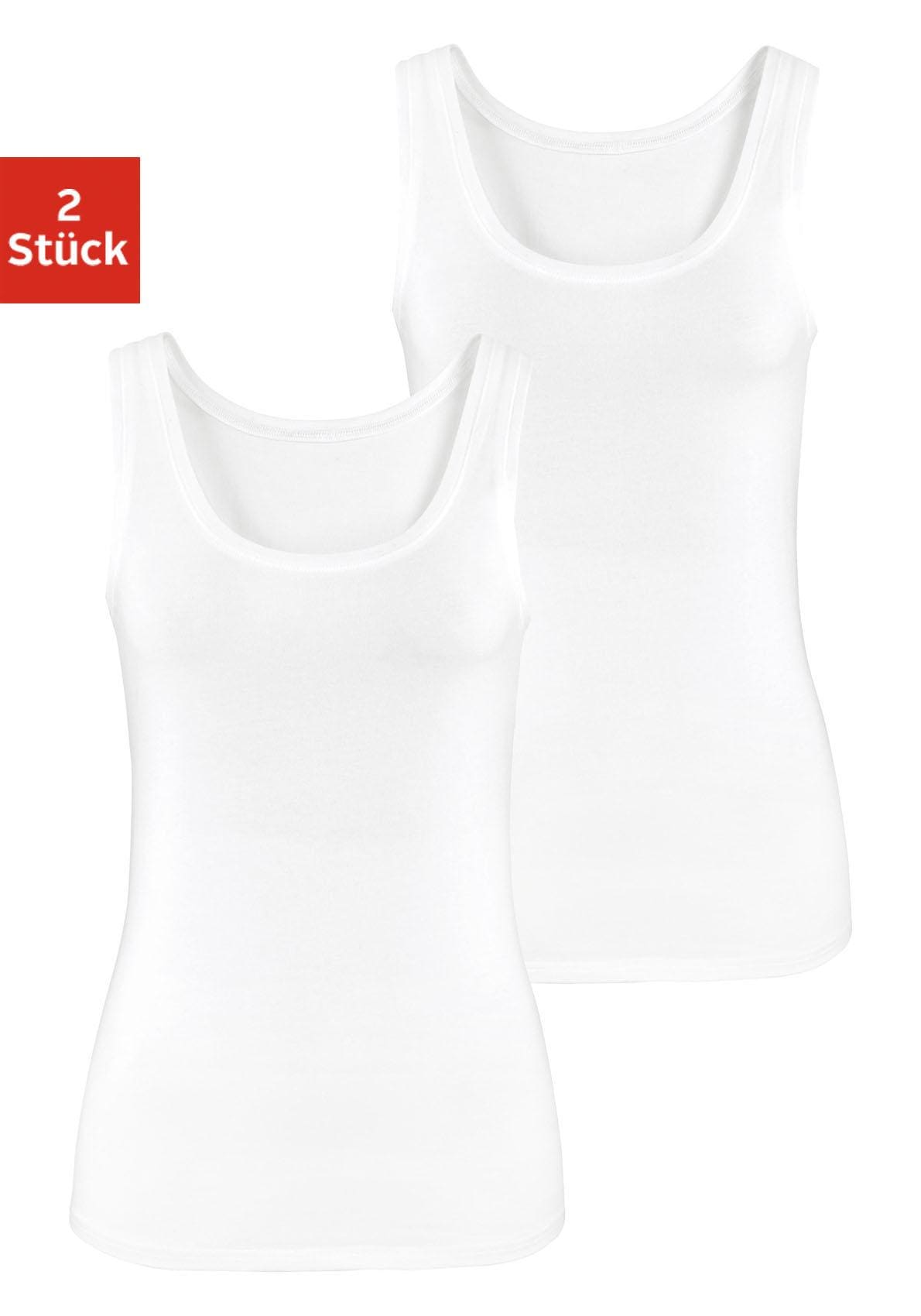 Vivance Tanktop, (2er-Pack), aus elastischer Baumwoll-Qualität, Strandtop