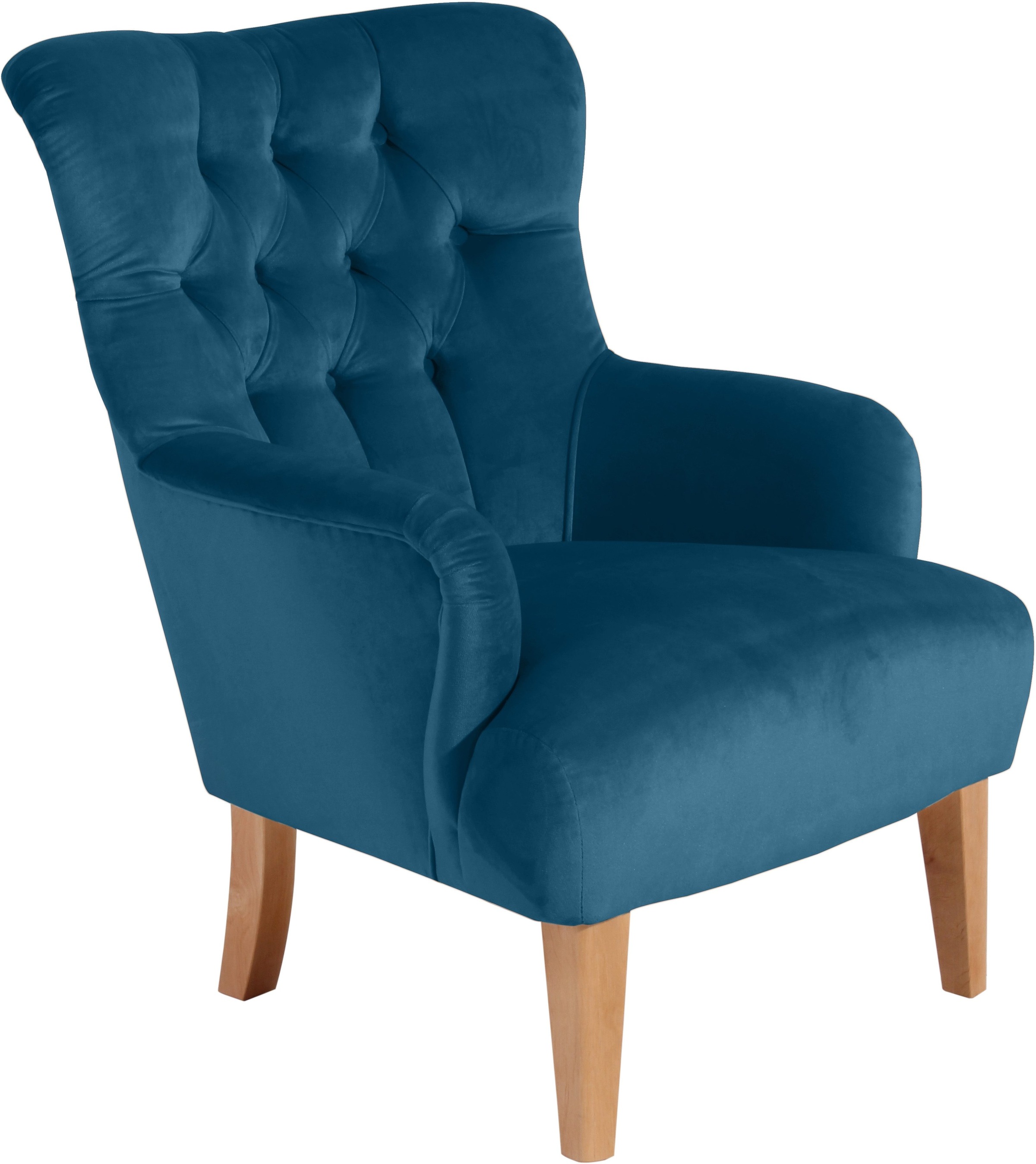 Max Winzer® Chesterfield-Sessel »Bradley, Loungesessel, Chesterfield Optik in aktuellen Farben, bequem«, hohe Rückenlehne mit edler Knopfheftung, Retro und modern, hoher Fuß