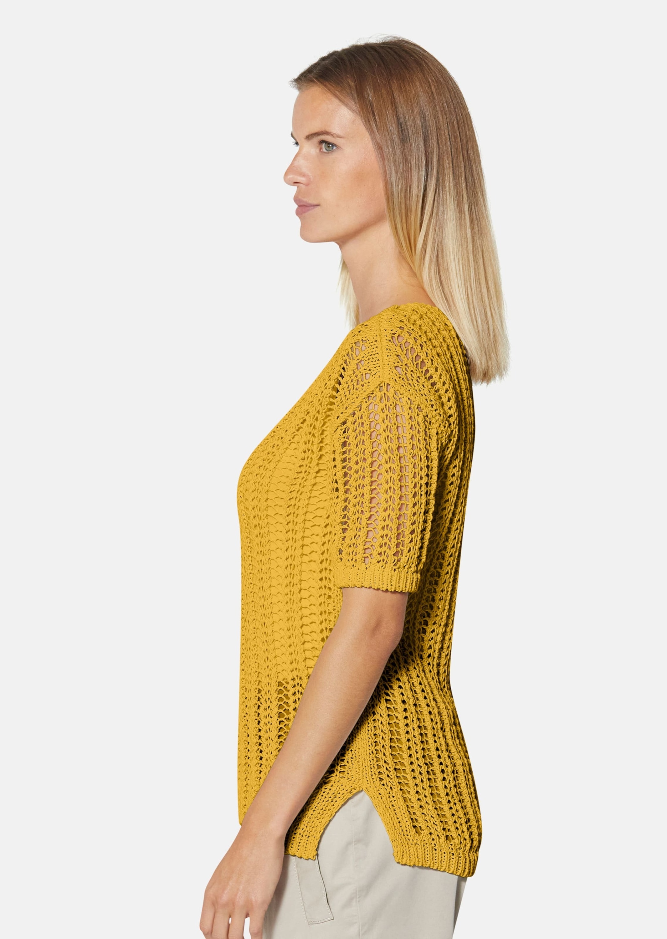 MADELEINE Longpullover »Strickpullover Luftiger Sommerpullover mit Ajour-Muster«