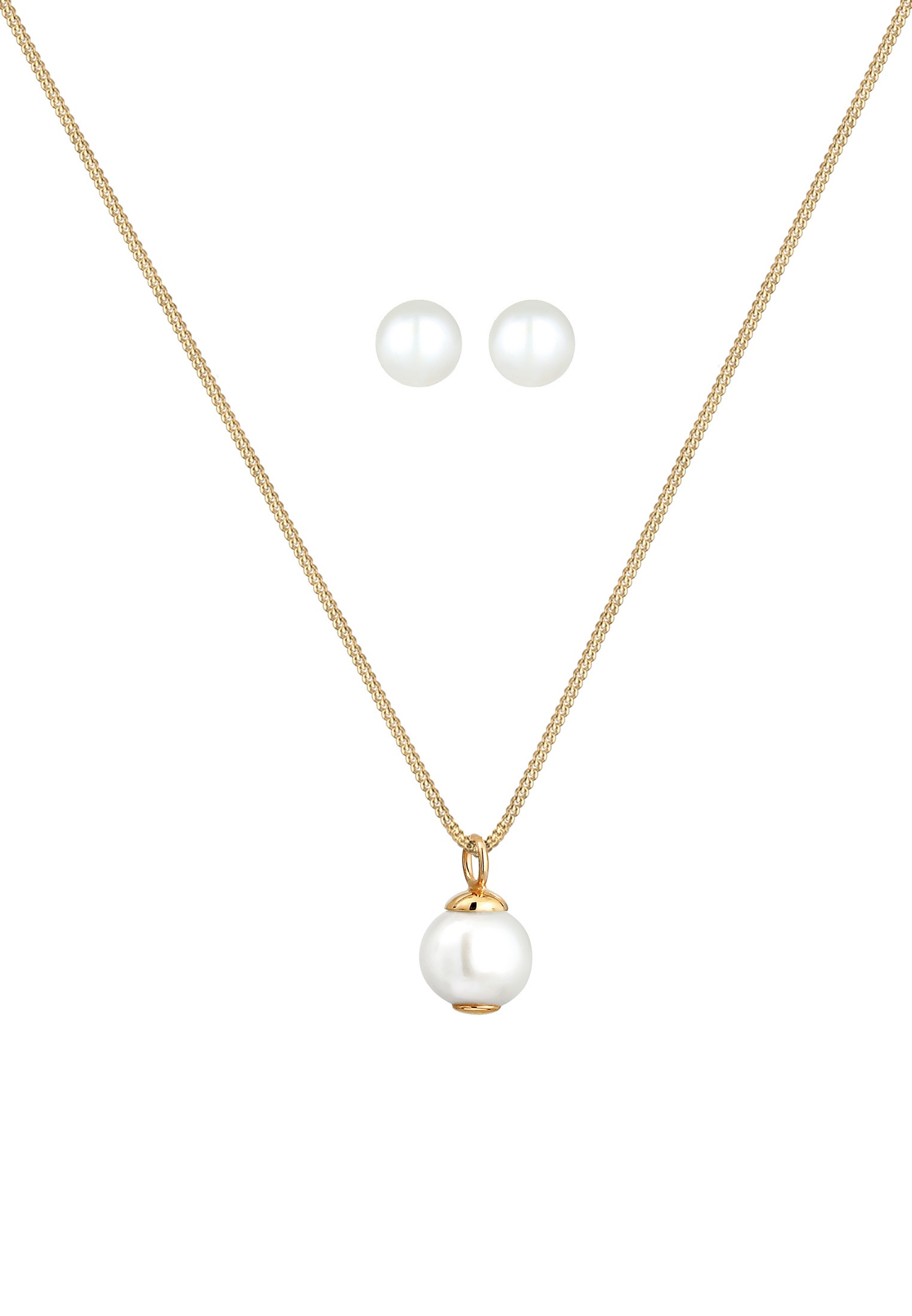 Elli Ohrring und Ketten Set »Schmuckset Süßwasserperlen Weiß 925 Sterling Silber« ()