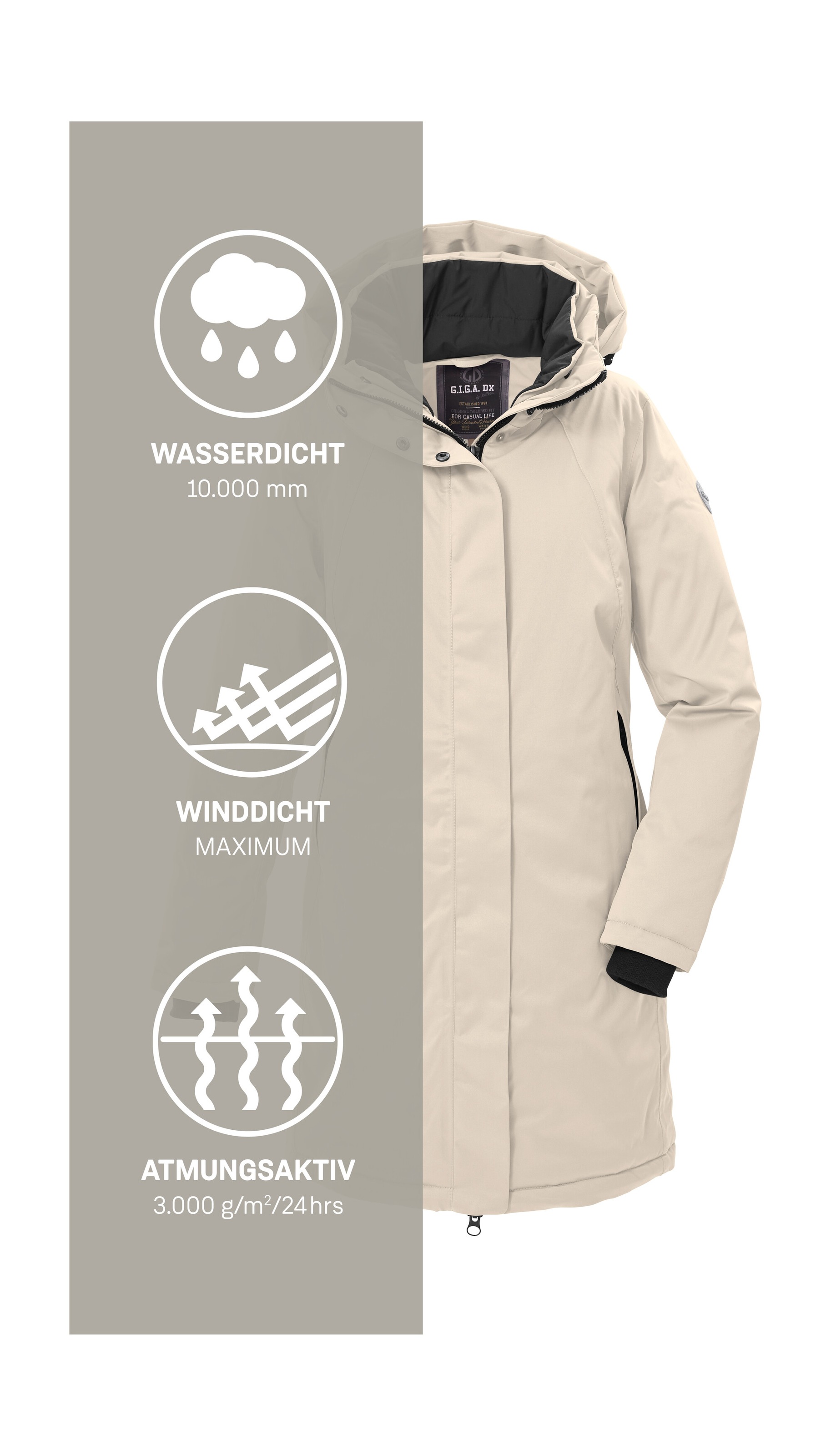 G.I.G.A. DX by killtec Parka »GW 93 WMN PRK«, wasserdicht, atmungsaktiv, 2-Wege-Reißverschluss