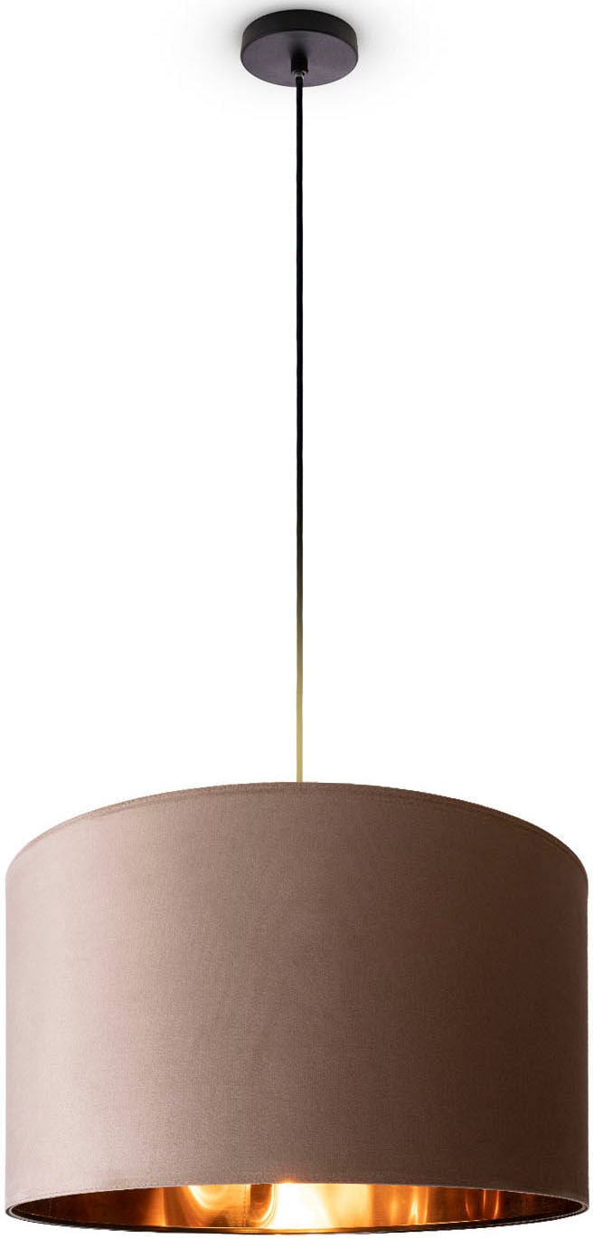 Paco Home Pendelleuchte »Hugo uni Color« E27 Wohnzimmer Lampenschirm aus Velour Unifarben Deko E27 Kabel 1,5m in schwarz, Größe Ø 45,5 cm Höhe: 28 cm