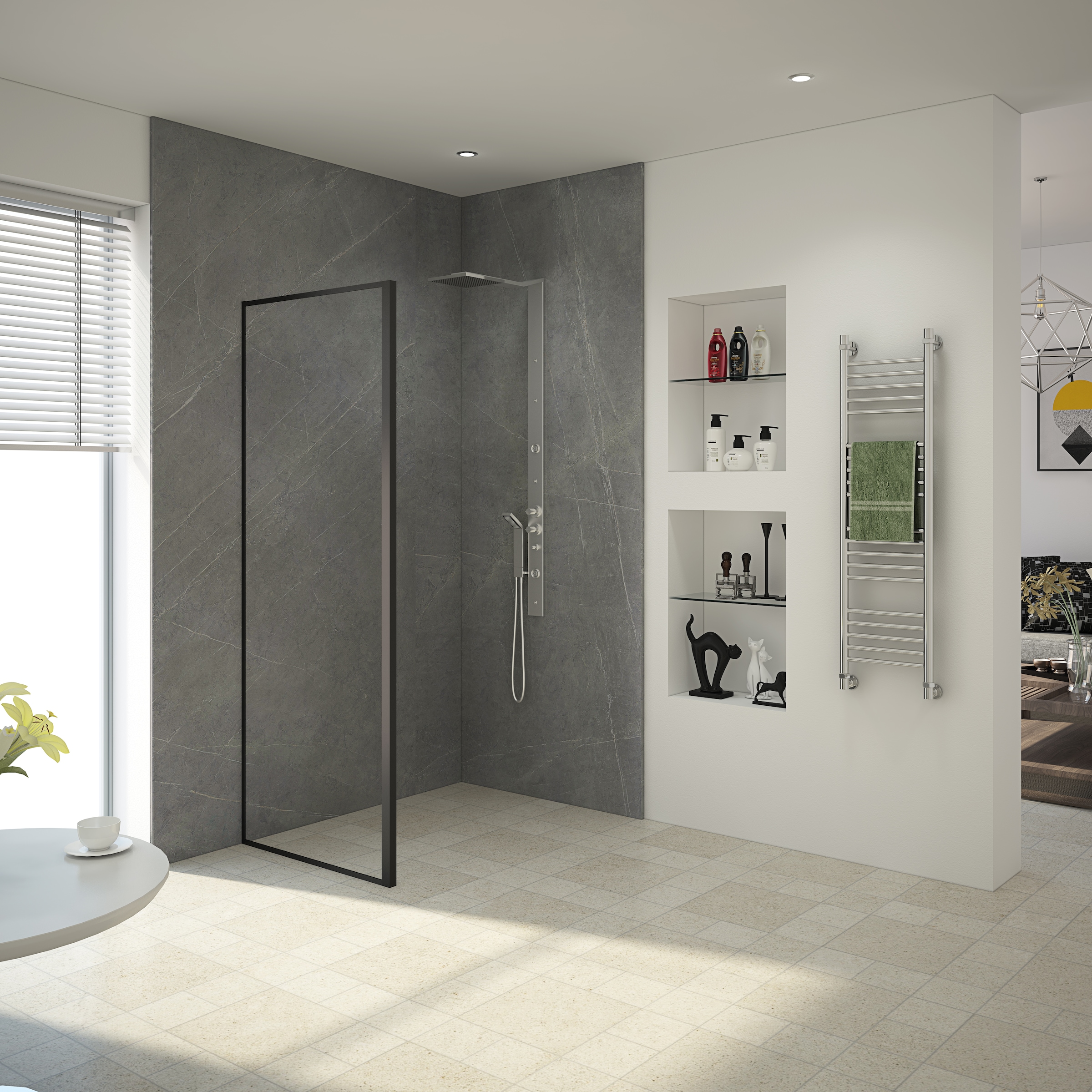 Marwell Walk-in-Dusche »Style« seitenverkehrt aufbaubar, hochwertige Aluminiumprofile