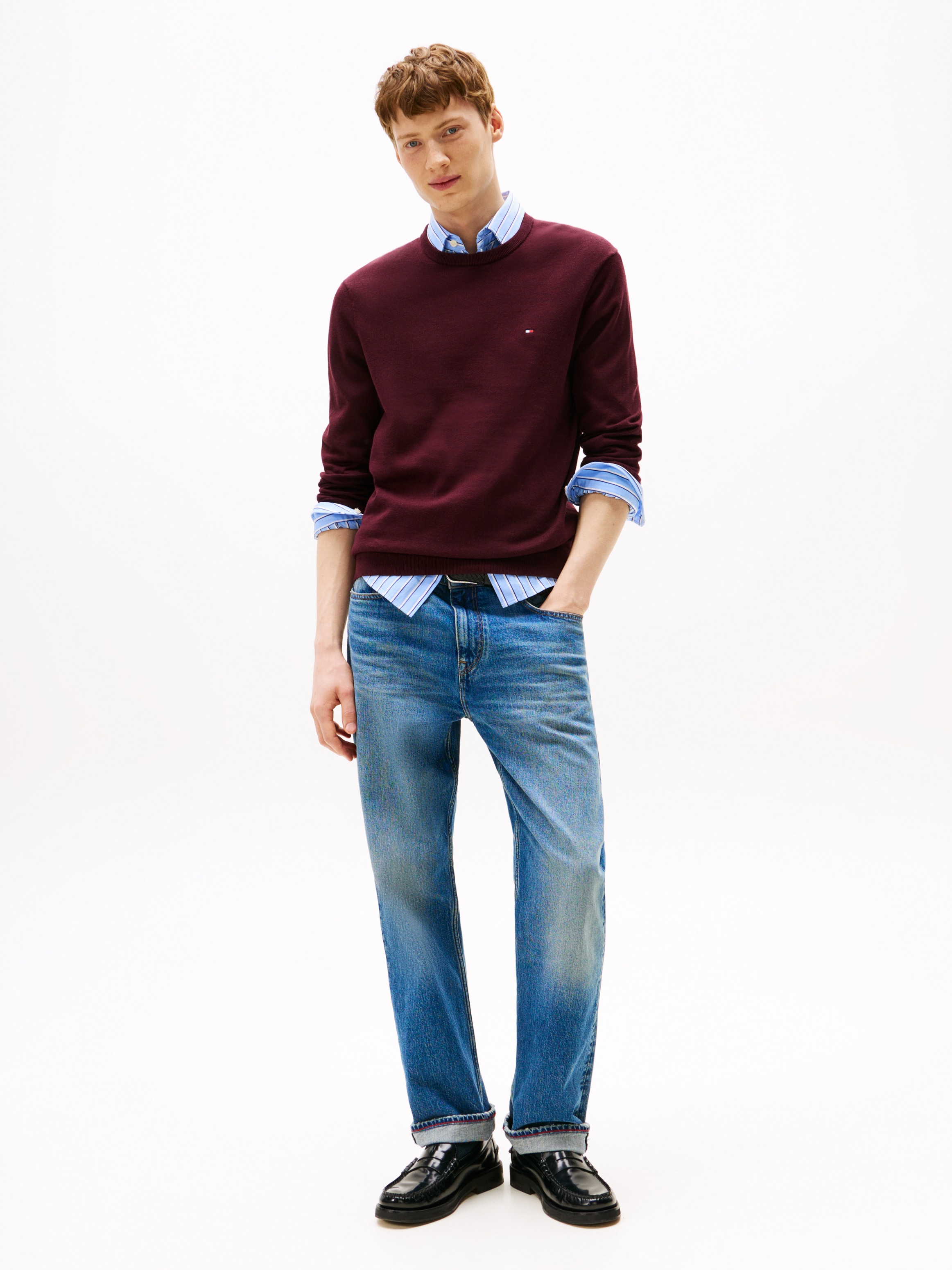 Tommy Hilfiger Rundhalspullover »ESSENTIAL COTTON CREW NECK«, 100% Baumwolle Crewneck Regular Fit Premium Mode