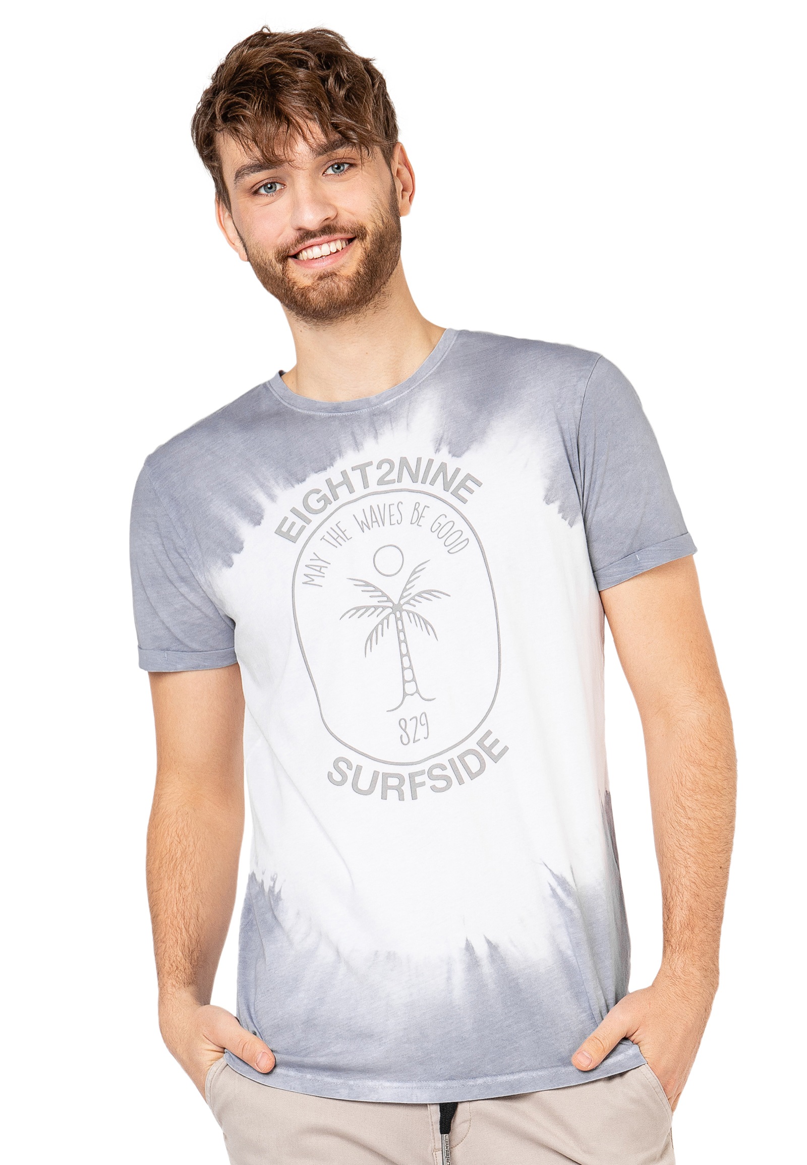 Eight2Nine Rundhalsshirt, mit Batik Effekt