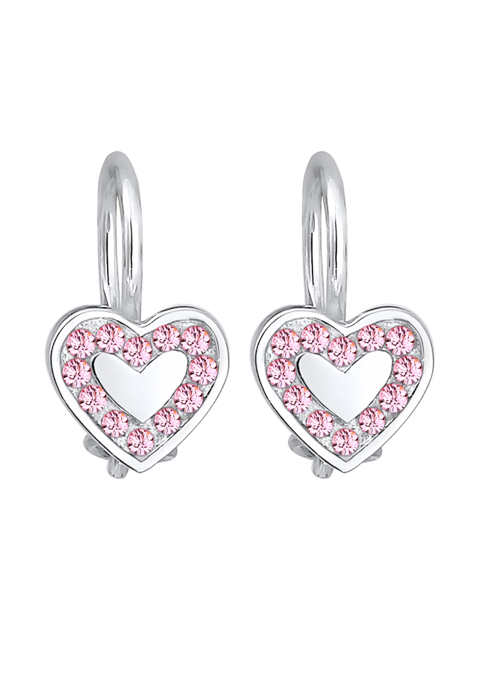 Elli Paar Ohrstecker »Ohrringe Ohrstecker Herz Glas Kristalle Rose 925 Sterling Silber«