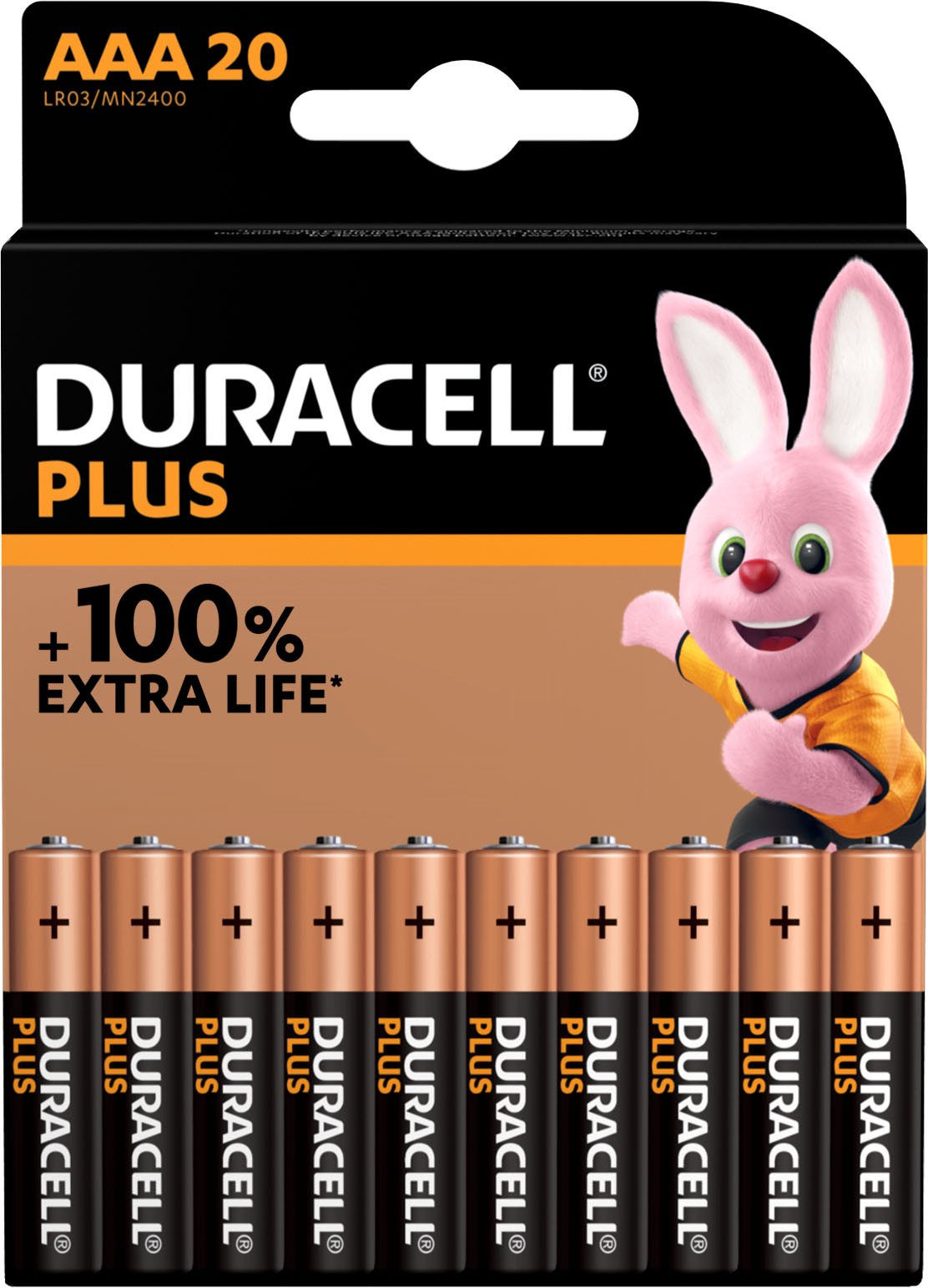 Duracell Batterie »Plus Alkaline, Micro, AAA, LR03 (20 Stück)«, 1,5 V, (Set)